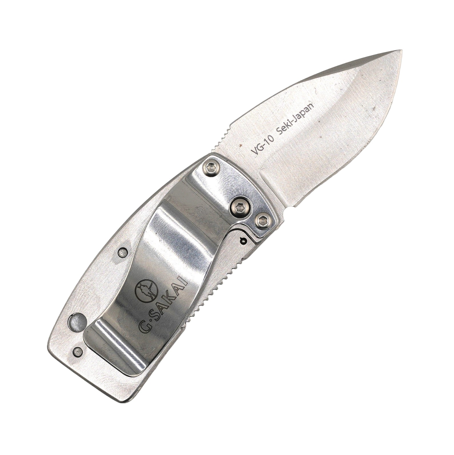 G. Sakai Stainless Skull Money Clip Folding Knife Engravable (Japan)
