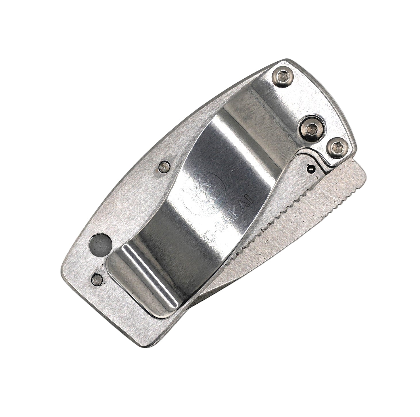 G. Sakai Stainless Skull Money Clip Folding Knife Engravable (Japan)