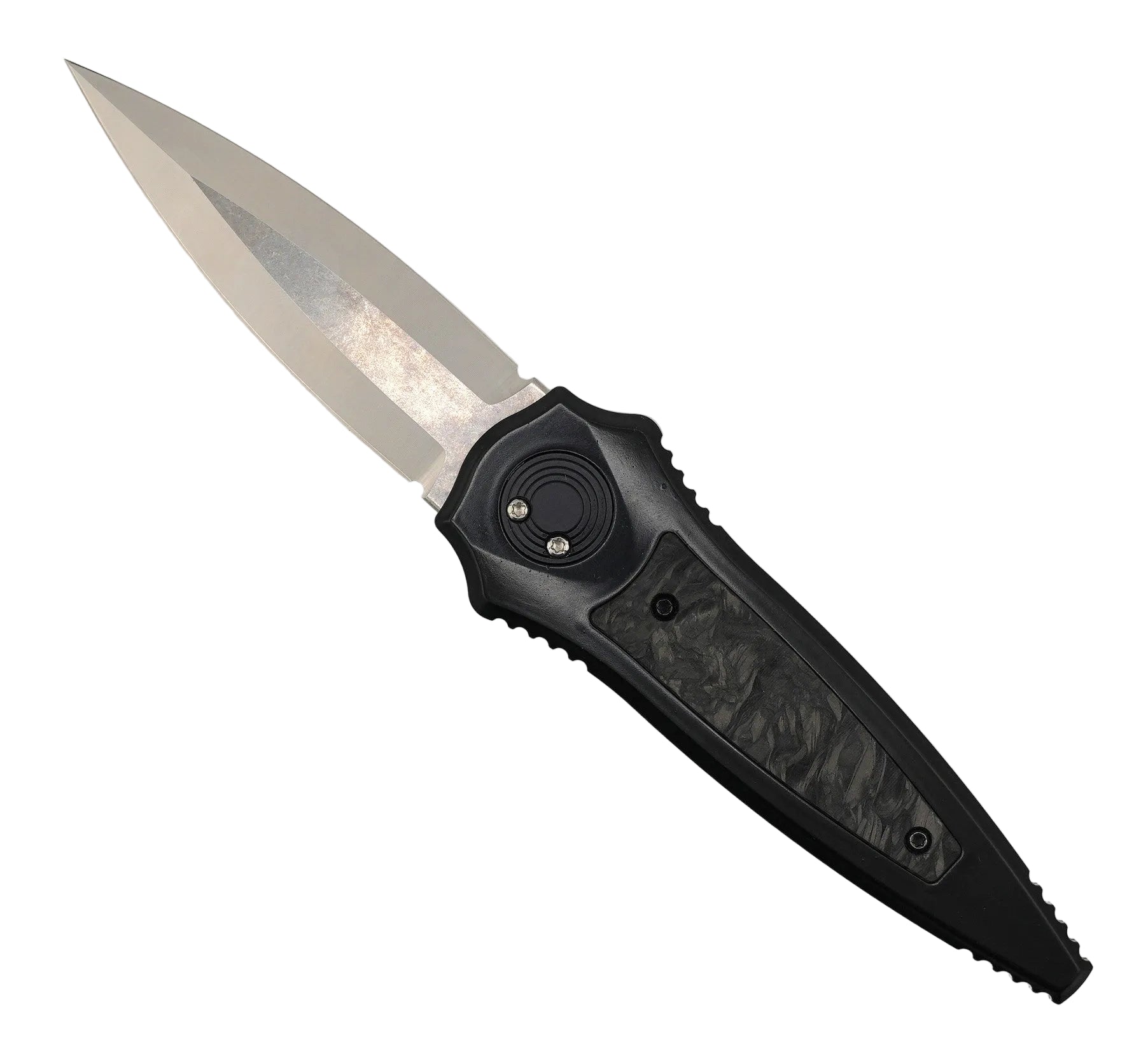 Asheville Steel Warlock Cerakote Black Carbon Fiber Handles Ti Clip Gravity Knife S35VN (USA)