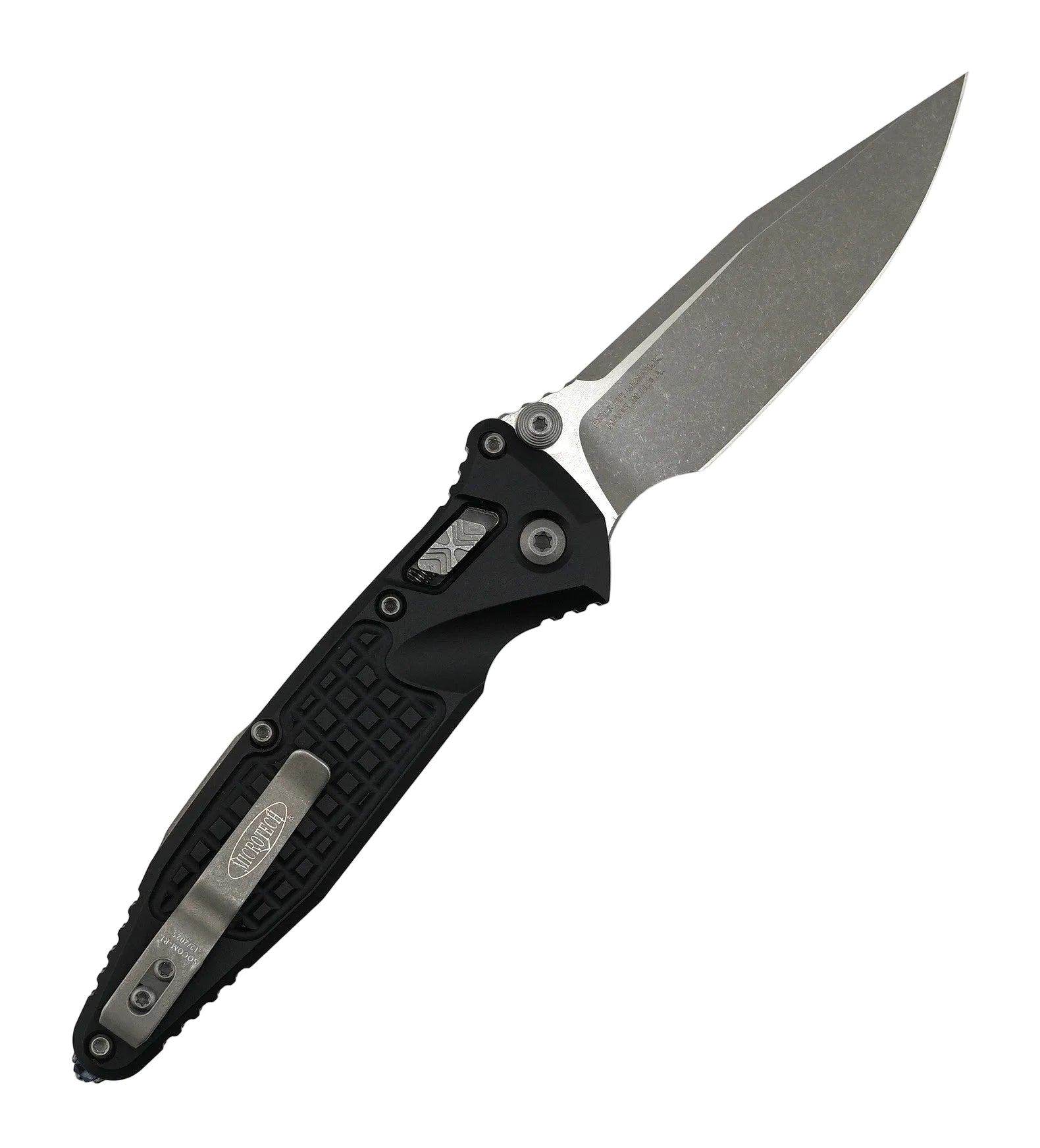 Microtech 160RL-10APFR Socom Elite RAM-LOK Folding Knife 4" M390MK Apocalyptic Clip Point Blade w/ Black Frag Aluminum Handles & Reversible Clip