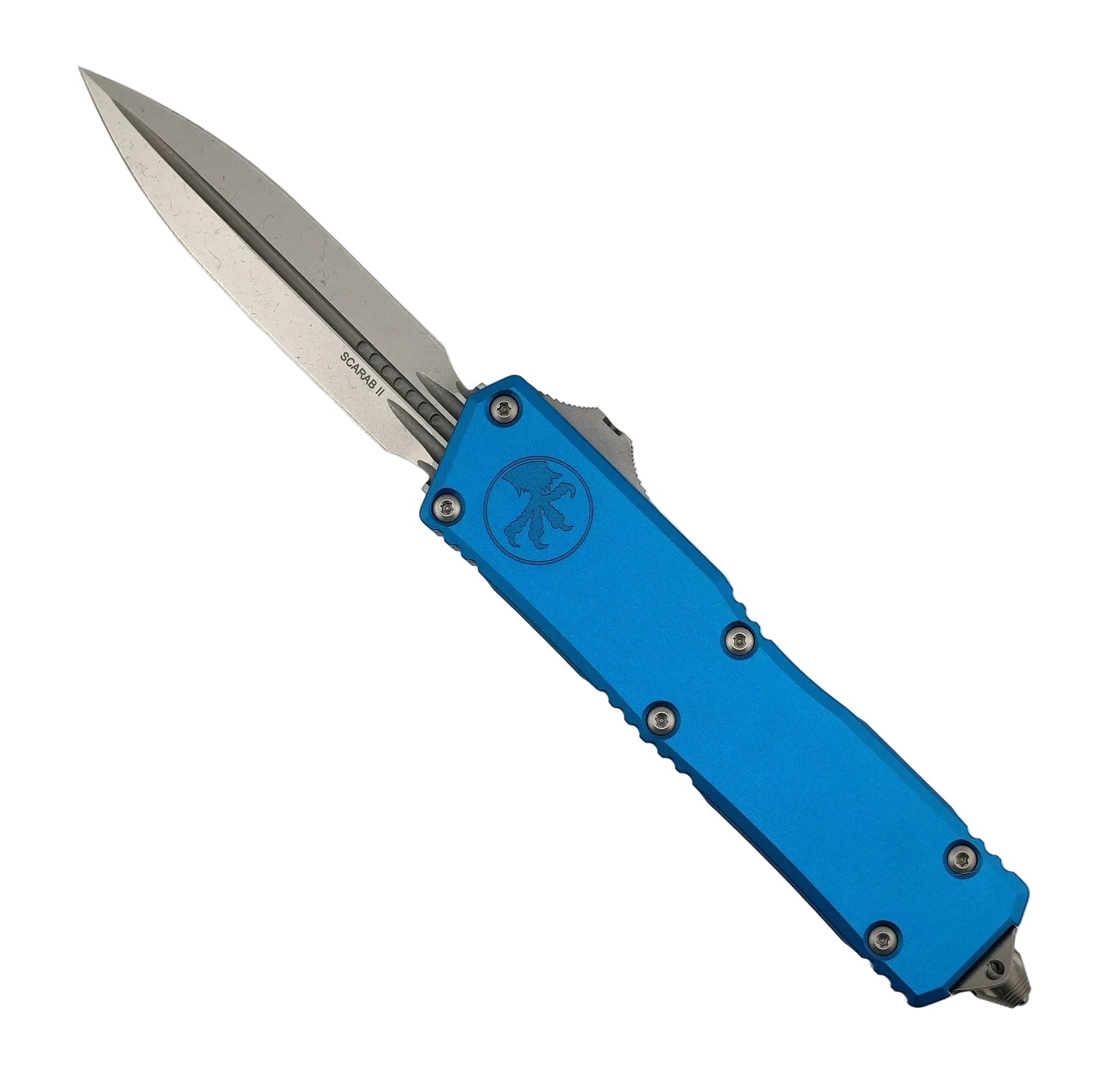 Microtech 1175-10BL Scarab II Gen III Executive Blue Handle D/E Stonewashed Blade