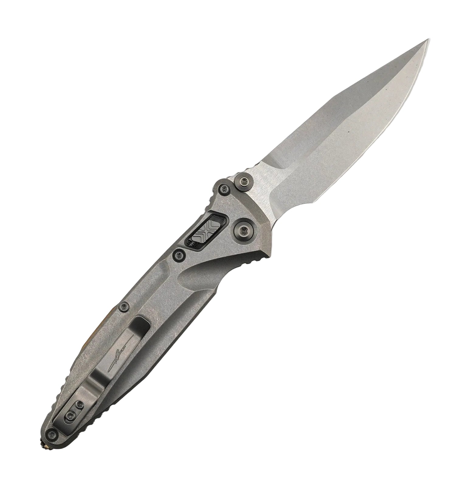 Microtech 159RL-10SMS2 Marfione Select Socom Delta RAM-LOK Folding Knife 4" M390MK Stonewashed Blade Contoured Titanium Handles Bronze Accents Reversible Clip