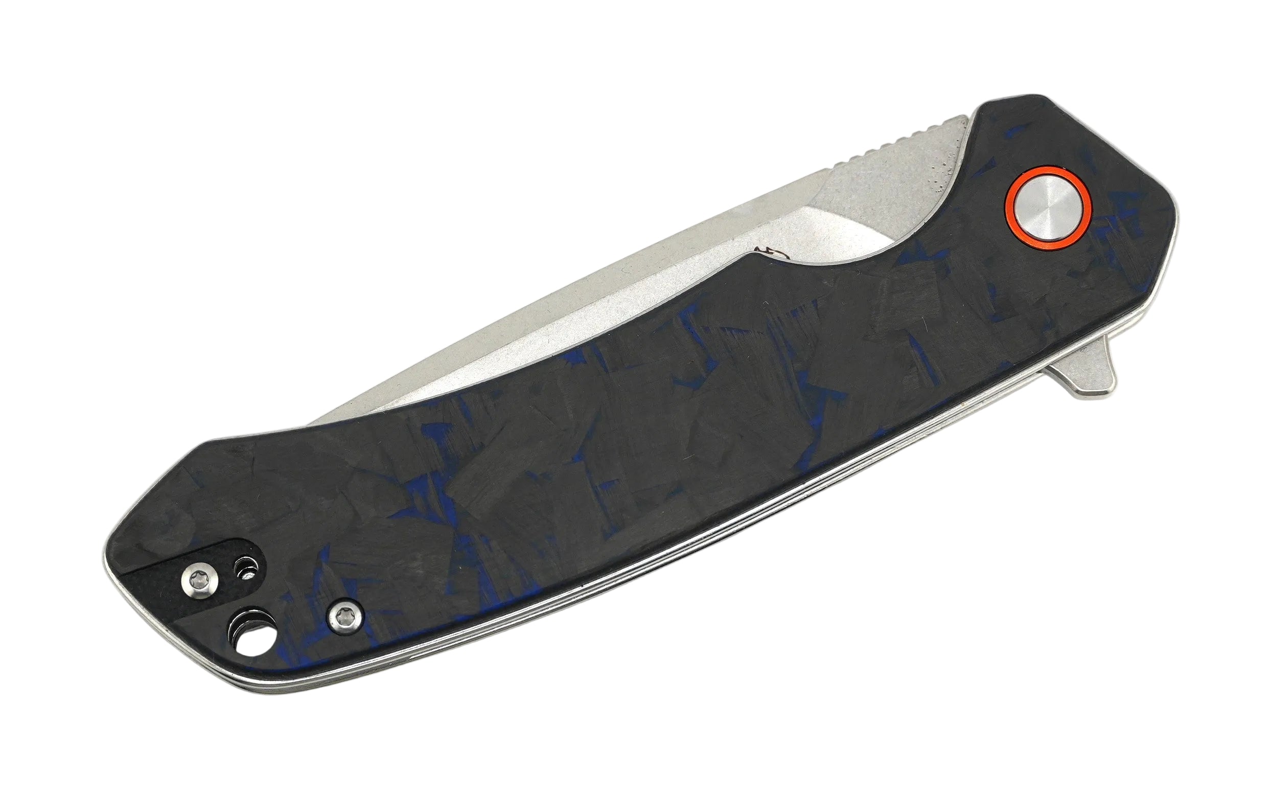 FreeTiger Satin Blade Carbon Fiber Blue Black Handle Liner Lock Pocket Folding Knife