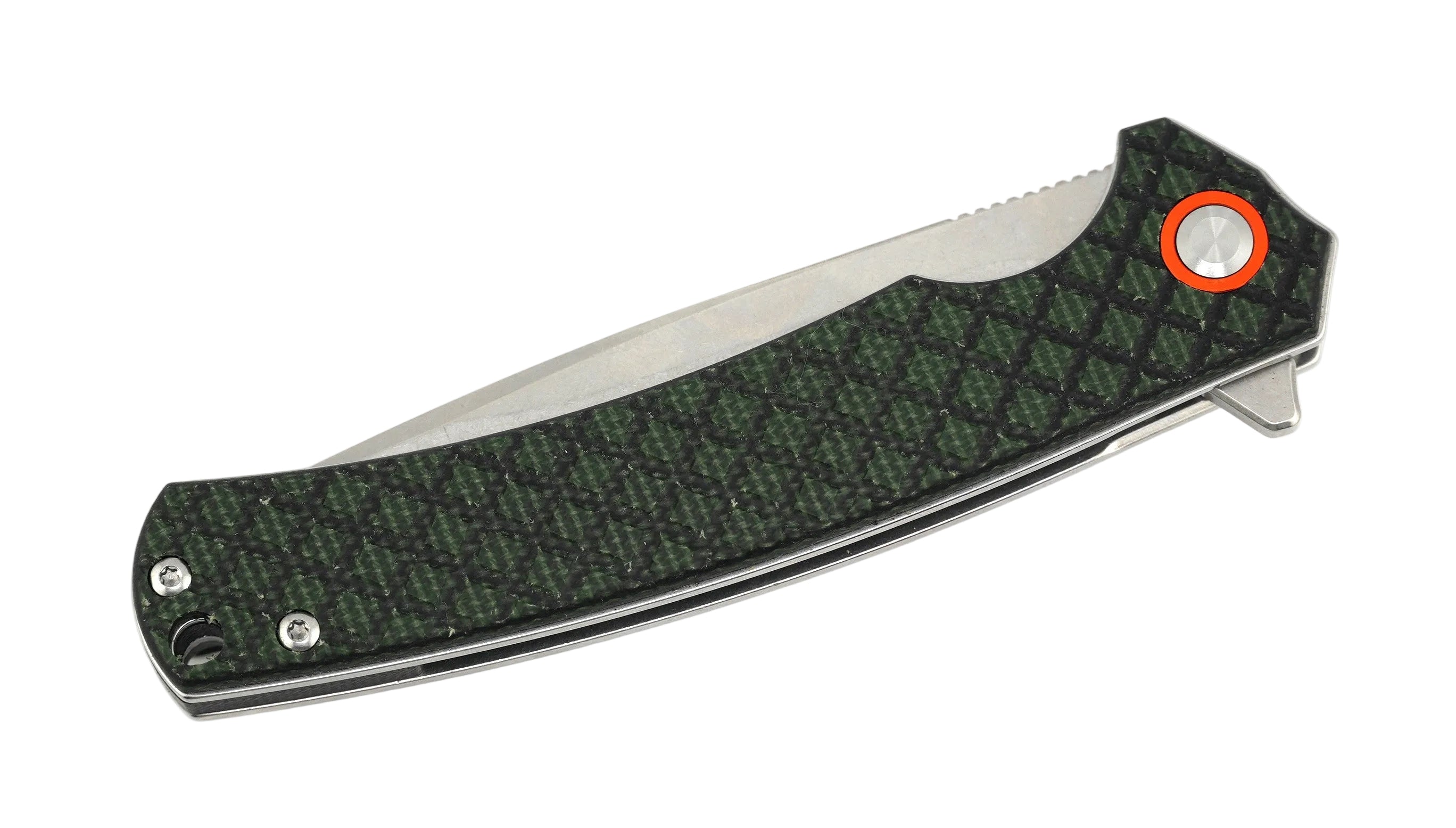 FreeTiger Satin Blade Textured Black OD Green Handle Liner Lock Pocket Folding Knife