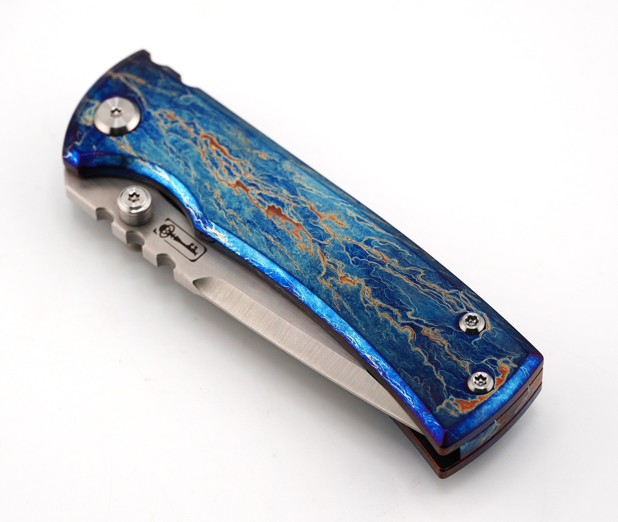 Chaves Redencion Street Custom Titanium Drop Point Knife "LightningStrike"