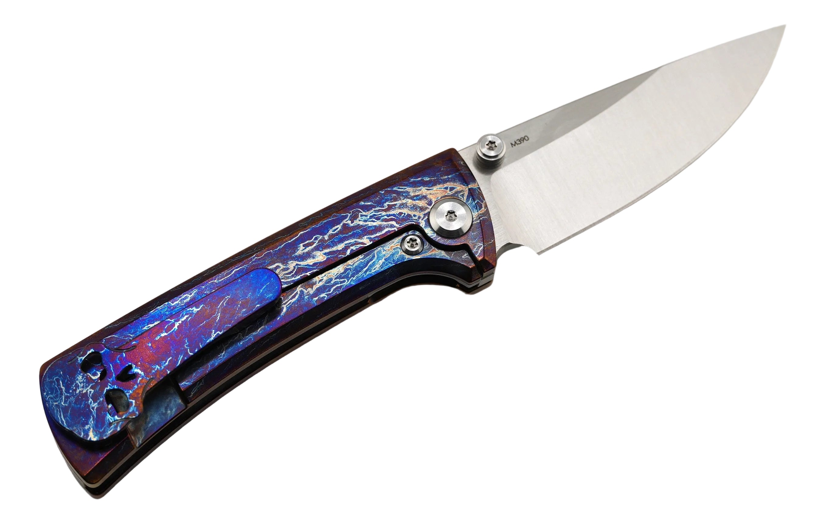Custom Chaves Knives RCK9 Frame Lock Knife Heat Antropic Titanium 3.25" Satin M390 (Poison Dart)