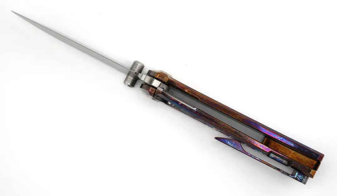 Custom Chaves Knives RCK9 Frame Lock Knife Heat Antropic Titanium 3.25" Satin M390 (Poison Dart)
