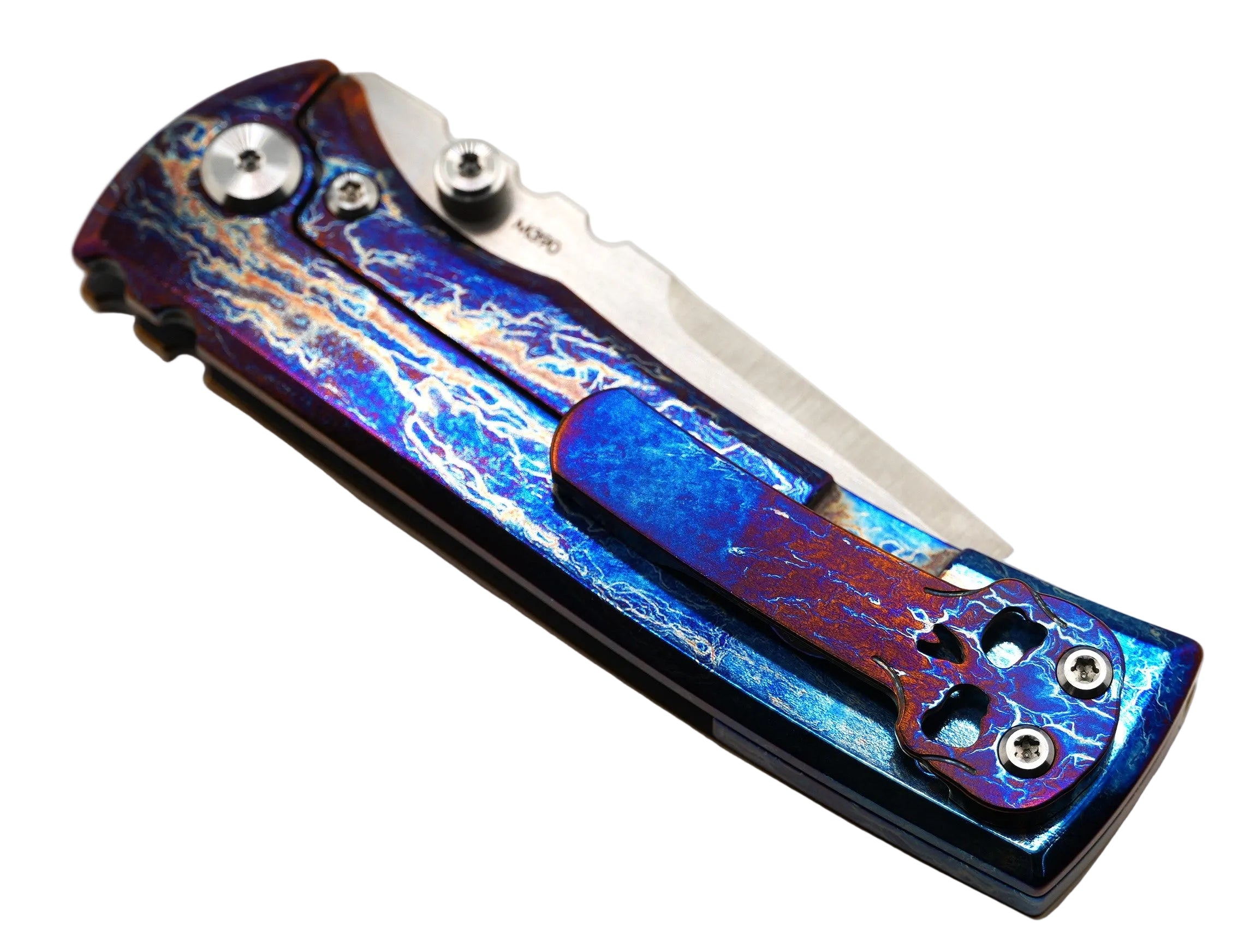 Custom Chaves Redencion Street Titanium Tanto Knife "Oil Spill"