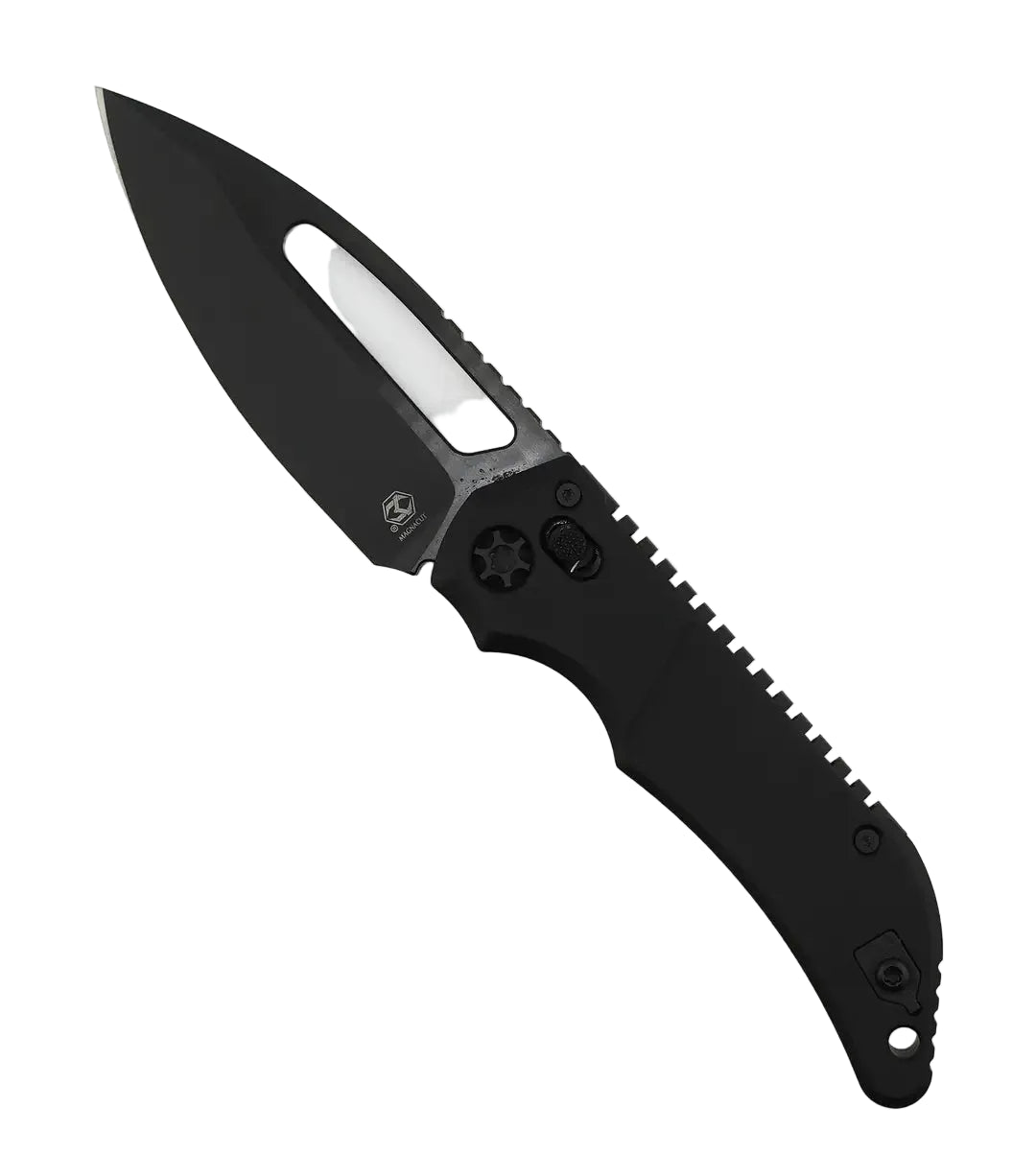 Heretic Knives Koschei Cross Bar Lock Folding Knife Black Aluminum 3.5" DLC H061-6A-T