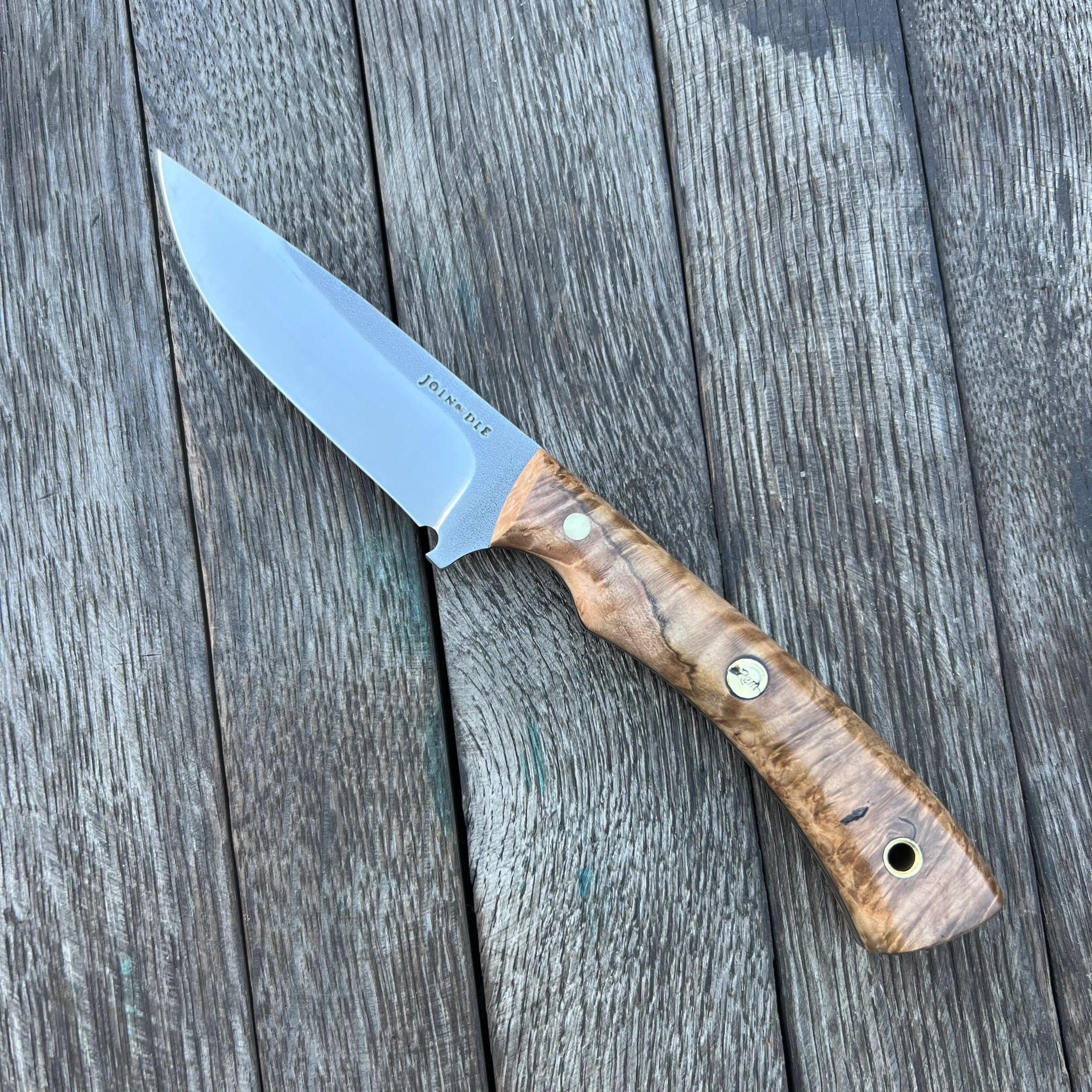 Join or Die Explorer Knife Stabilized Maple Burl with RimFire Hardware (USA) - NORTH RIVER OUTDOORS