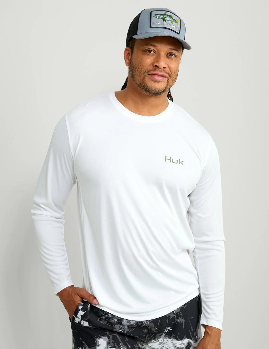 Huk KC Pursuit Art Series Performance Crew (White Bass) - NORTH RIVER OUTDOORS