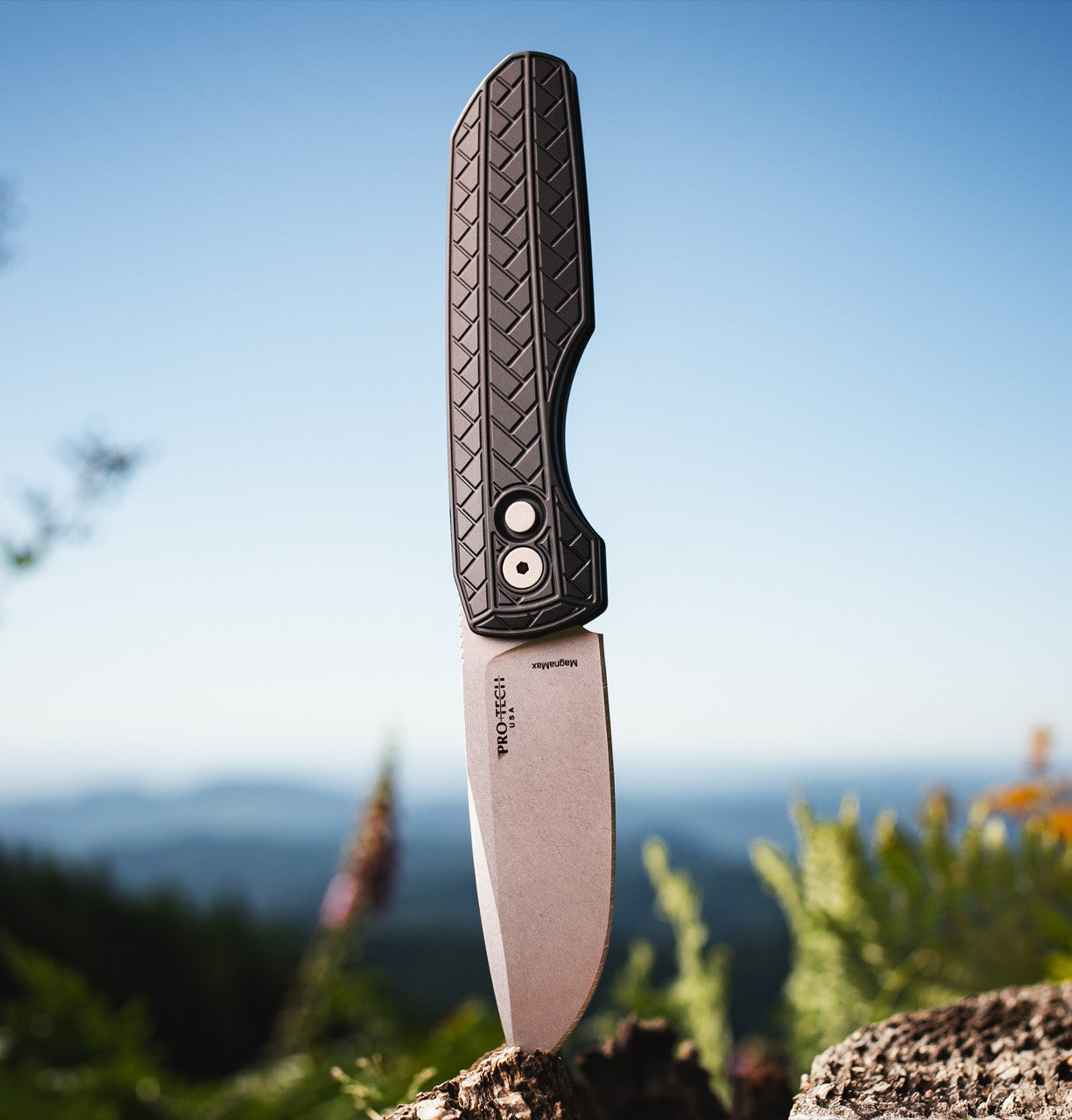 Pro-Tech Vero Synapse 2 Black Herringbone Textured Aluminum Knife (Stonewash CPM-MagnaMax)