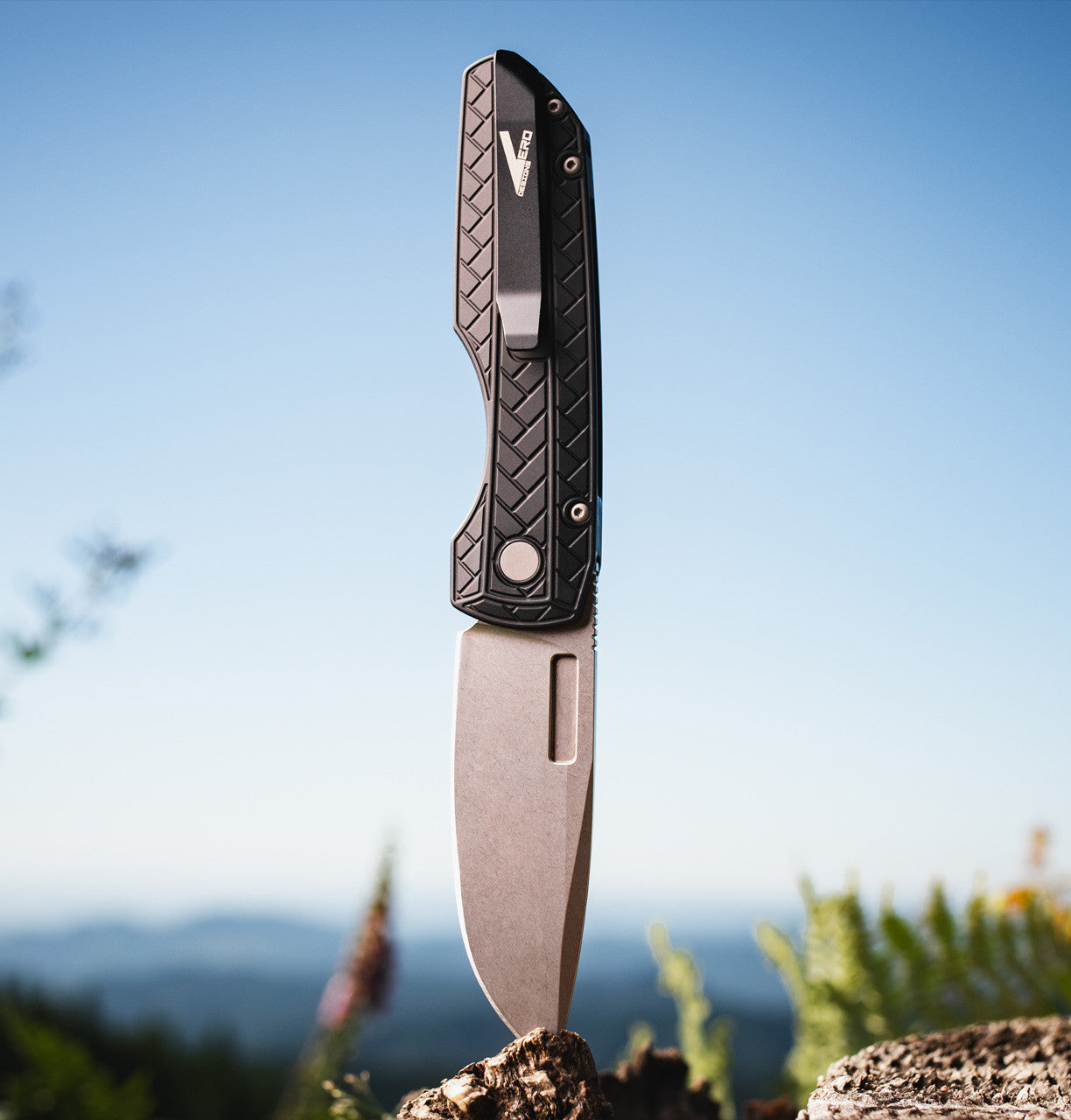 Pro-Tech Vero Synapse 2 Black Herringbone Textured Aluminum Knife (Stonewash CPM-MagnaMax)