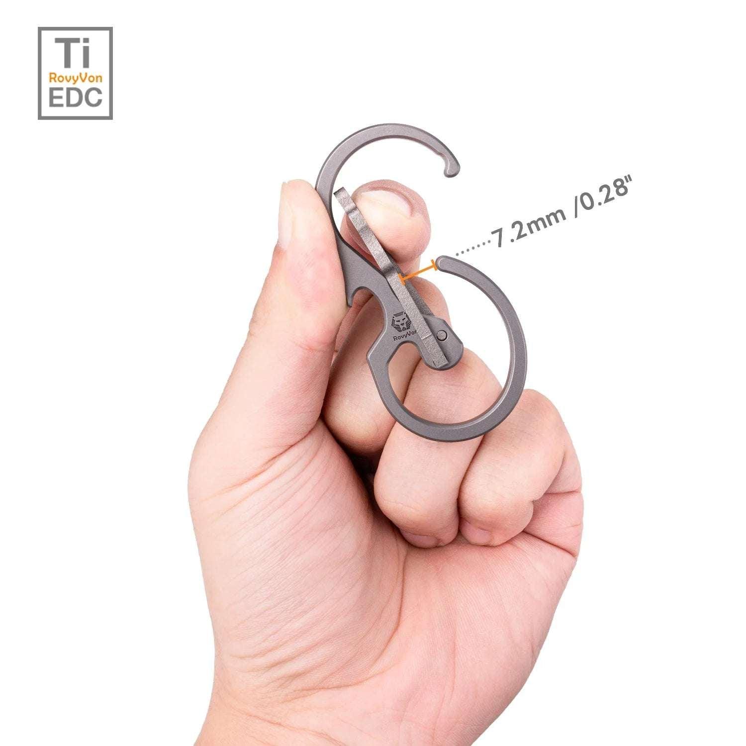 RovyVon U8 Sandblasted Titanium Carabiner, Quick-release Keychain Carabiner / Bottle Opener / Hand Tools - NORTH RIVER OUTDOORS
