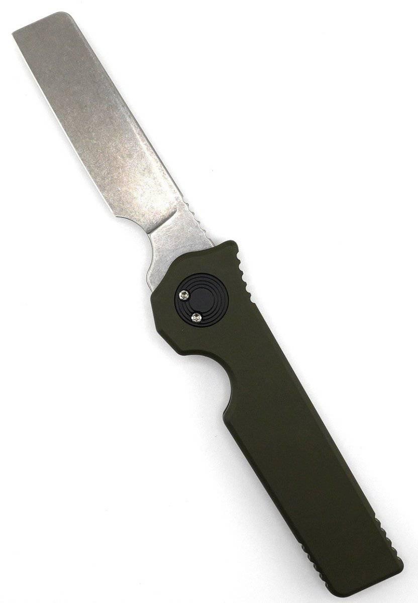 Asheville Steel Paragon Razor Straight Edge Gravity Knife S35VN OD Green Handle (USA) - NORTH RIVER OUTDOORS