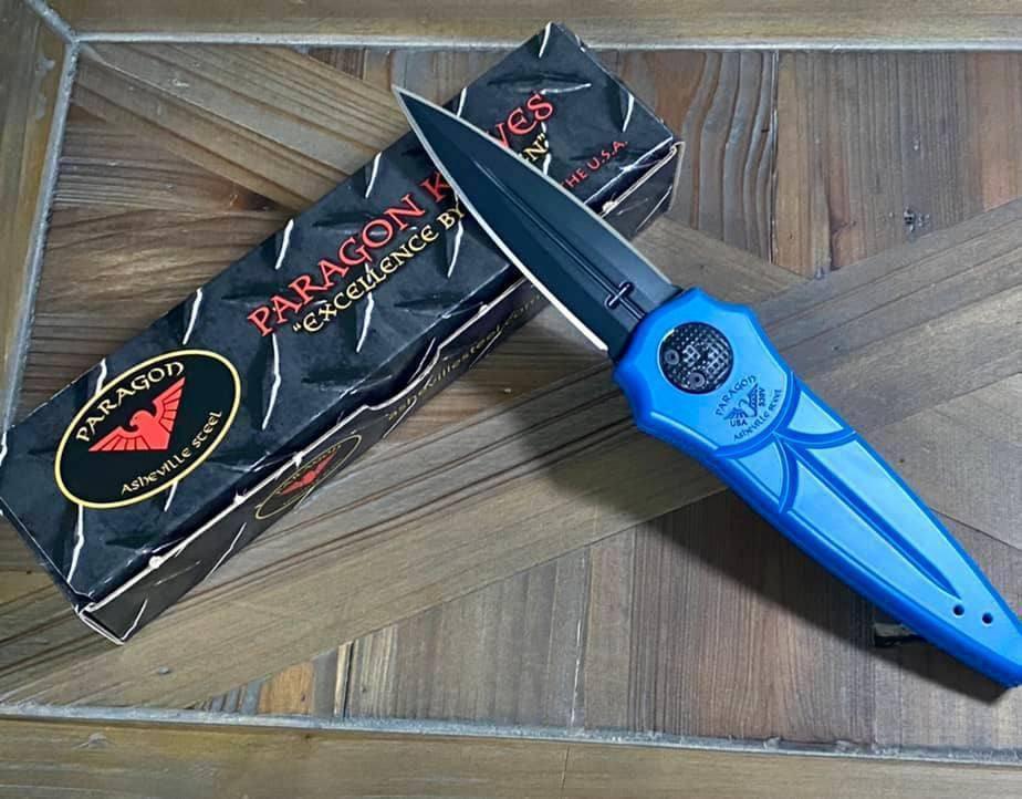 Asheville Steel Paragon Warlock Dagger Mystic Blue S30V (USA) - NORTH RIVER OUTDOORS