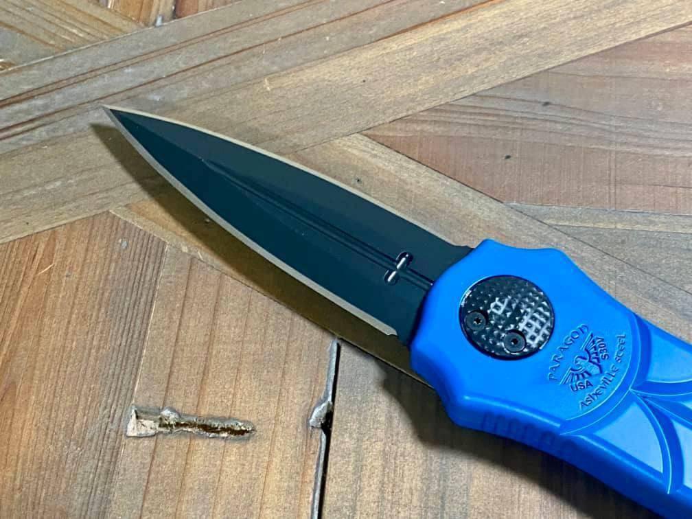 Asheville Steel Paragon Warlock Dagger Mystic Blue S30V (USA) - NORTH RIVER OUTDOORS