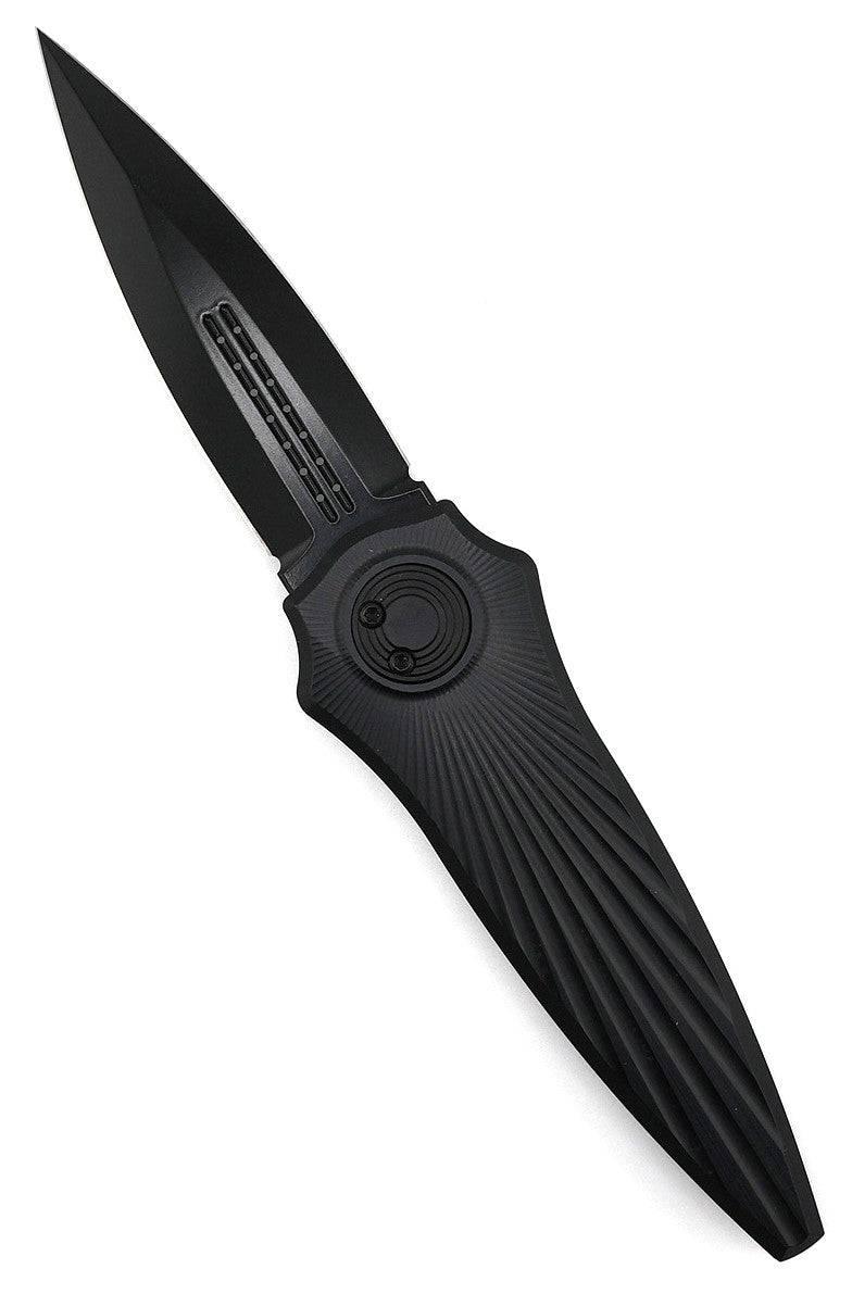 Asheville Steel Paragon Warlock-X Gen-2 Gravity Knife Black Star Burst Black Blade (USA) - NORTH RIVER OUTDOORS