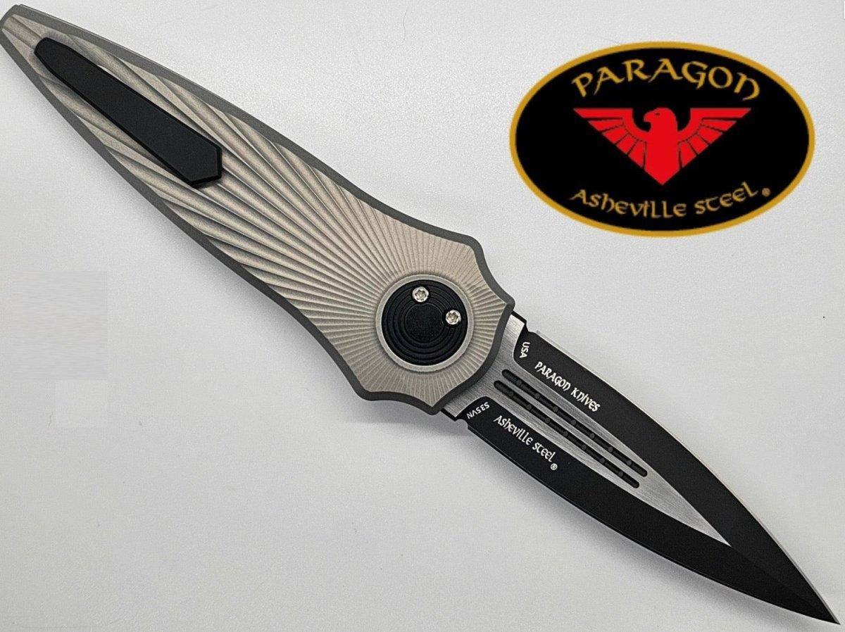 Asheville Steel Paragon Warlock-X Gen-2 Gravity Knife Star Burst Gray Cerakote (3.9" Black) - NORTH RIVER OUTDOORS