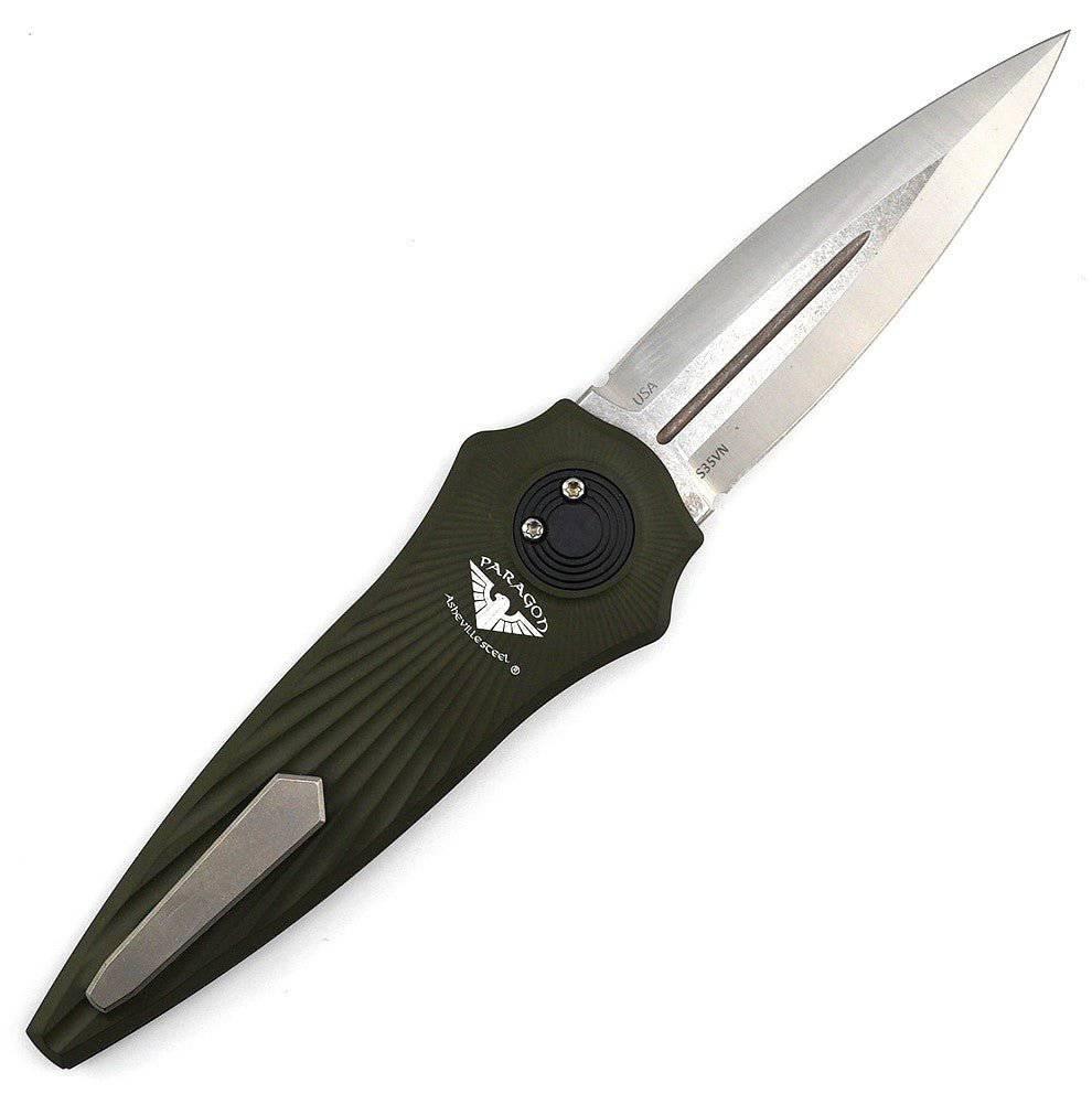 Asheville Steel Paragon Warlock-X Gen-2 Gravity Knife Star OD Green Star Burst (USA) - NORTH RIVER OUTDOORS