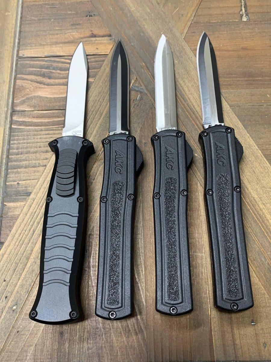 AKC X-treme EVO Dagger OTF Auto Knife Black w/ Pocket Clip (3.5" Black) - NORTH RIVER OUTDOORS