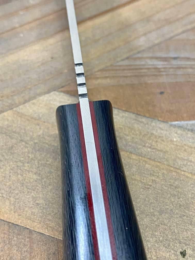 Bark River Bushcraft Scout Knife MagnaCut Carbon Fiber Red Liners Mosaic Pins (USA) - NORTH RIVER OUTDOORS