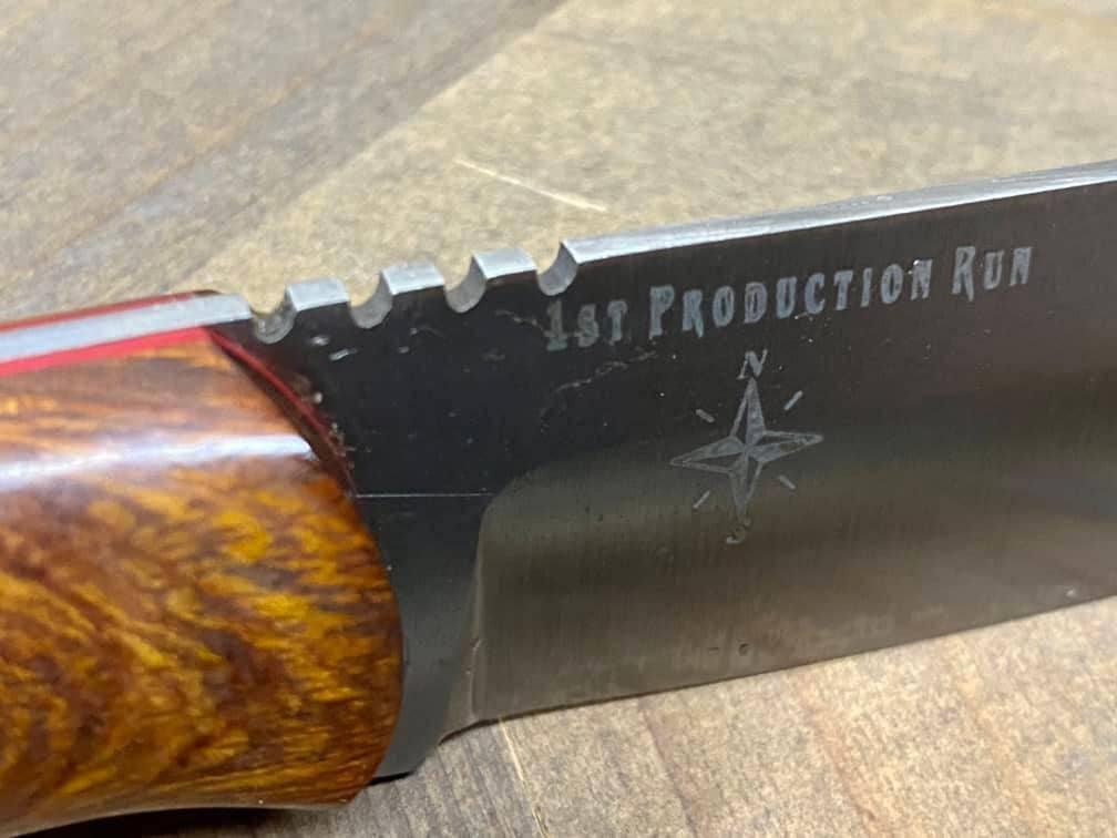 Bark River Bushcraft Scout Knife MagnaCut Desert Ironwood Burl Turquoise Spacer Mosaic Pins (USA) - NORTH RIVER OUTDOORS