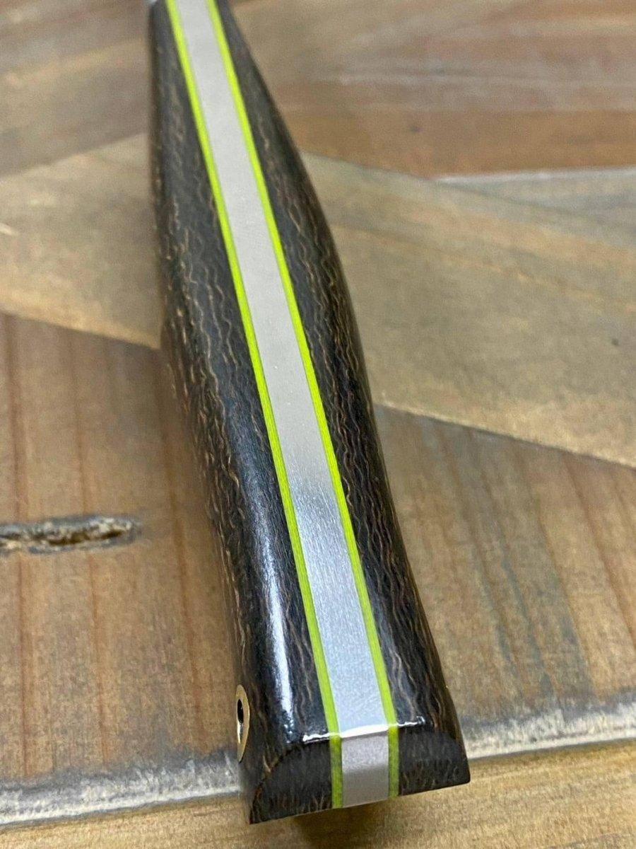 Bark River Classic Drop Point Hunter Knife S45VN OD Green Burlap Micarta Toxic Green Liners Mosaic Pins - NORTH RIVER OUTDOORS