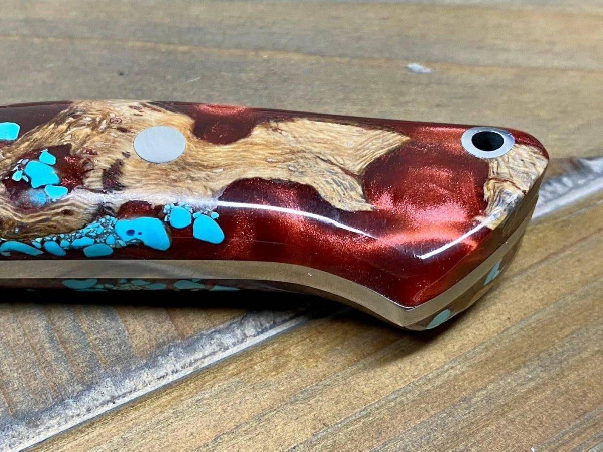 Bark River Classic Drop Point Hunter Knife S45VN Red Cholla Cactus with Turquoise - NORTH RIVER OUTDOORS