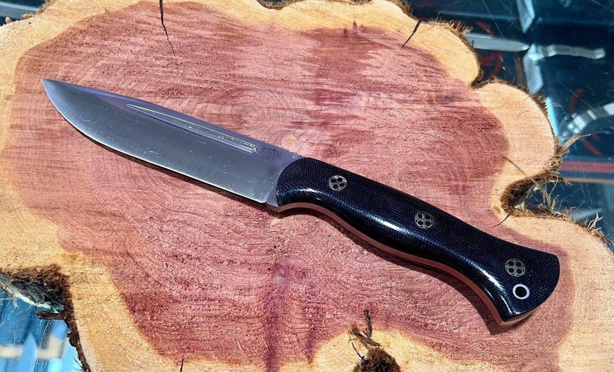 Bark River Cub 3V Black Canvas Micarta Knife Mosaic Pins (USA) - NORTH RIVER OUTDOORS