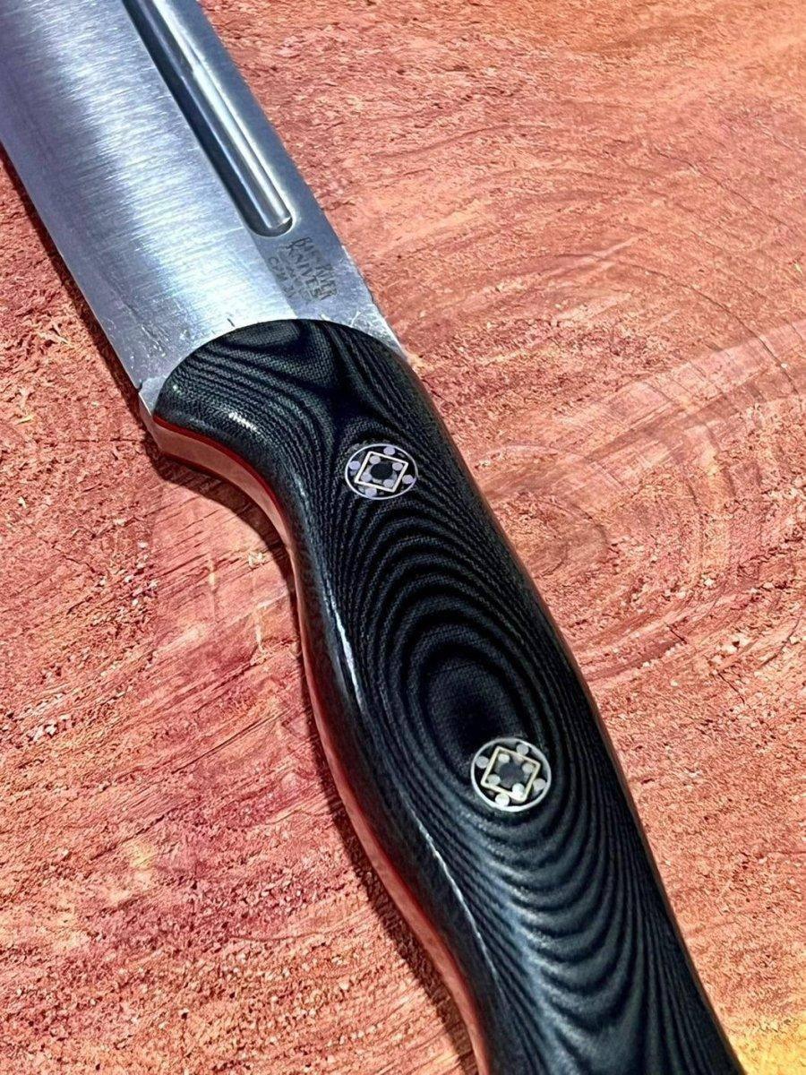 Bark River Cub 3V Black Linen Micarta Knife Red Liners Mosaic Pins (USA) - NORTH RIVER OUTDOORS