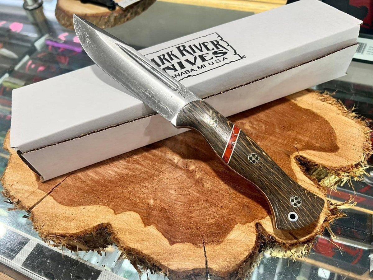 Bark River Cub 3V Bog Oak Knife Dino Bone Spacer White Liners Mosaic Pins (USA) - NORTH RIVER OUTDOORS