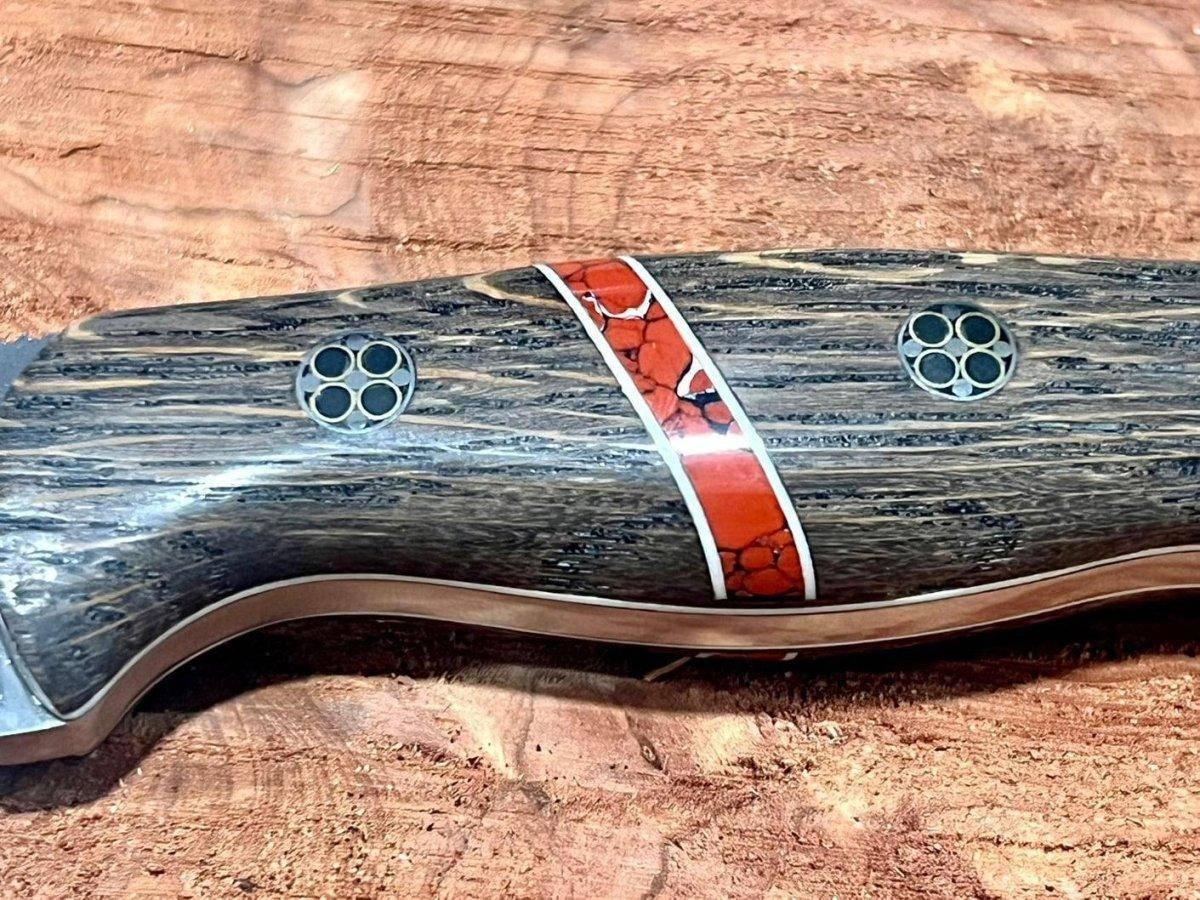 Bark River Cub 3V Bog Oak Knife Dino Bone Spacer White Liners Mosaic Pins (USA) - NORTH RIVER OUTDOORS