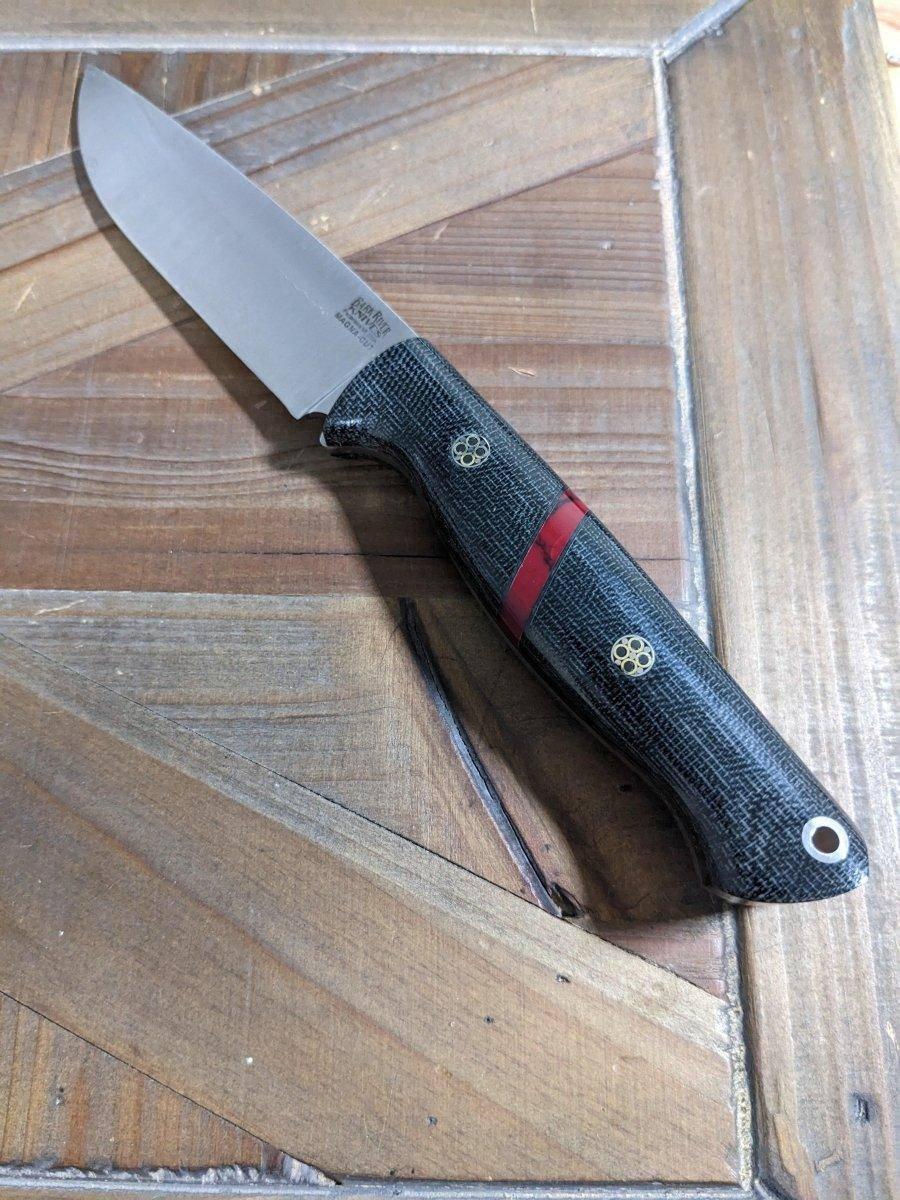 Bark River Fox River EXT-1 MagnaCut Black Canvas Micarta Bloody Basin Spacer Mosaic Pins (USA) - NORTH RIVER OUTDOORS