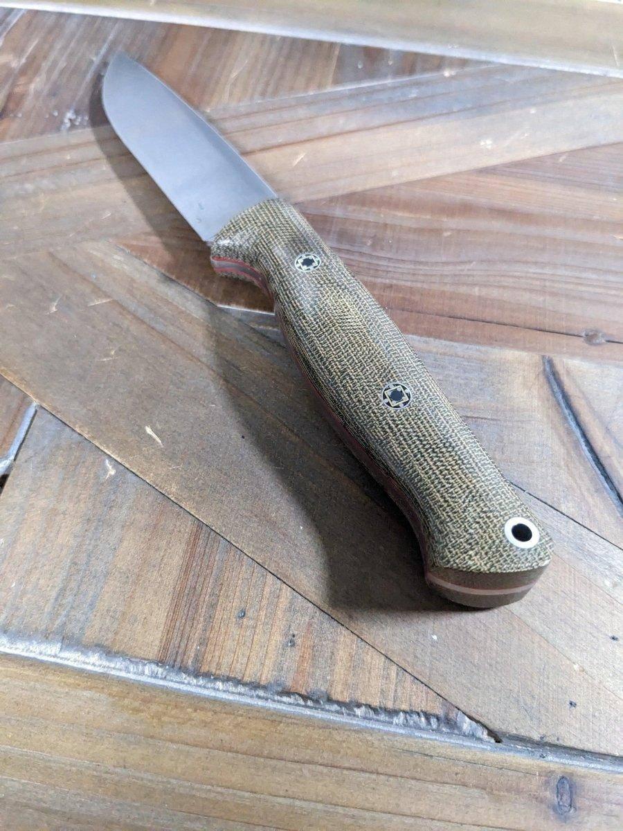 Bark River Fox River EXT-1 MagnaCut Green Canvas Micarta Red Liners Mosaic Pins (USA) - NORTH RIVER OUTDOORS