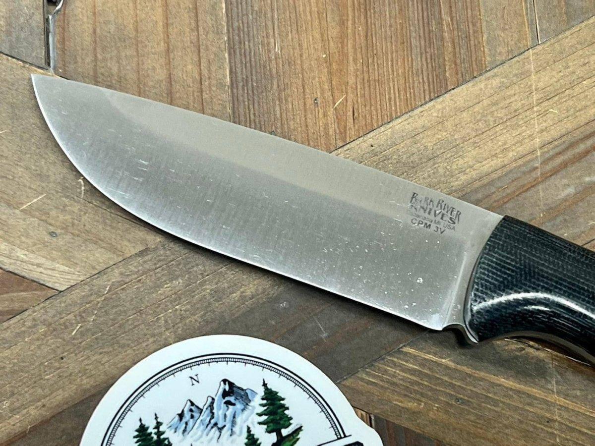 Bark River Fox River EXT-2 LT 3V Black Canvas Micarta Malachite Spacer Mosaic Pins (USA) - NORTH RIVER OUTDOORS