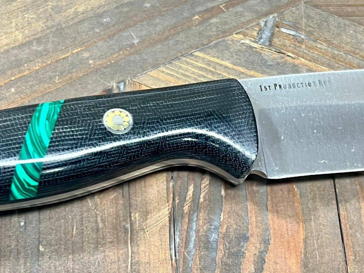 Bark River Fox River EXT-2 LT 3V Black Canvas Micarta Malachite Spacer Mosaic Pins (USA) - NORTH RIVER OUTDOORS