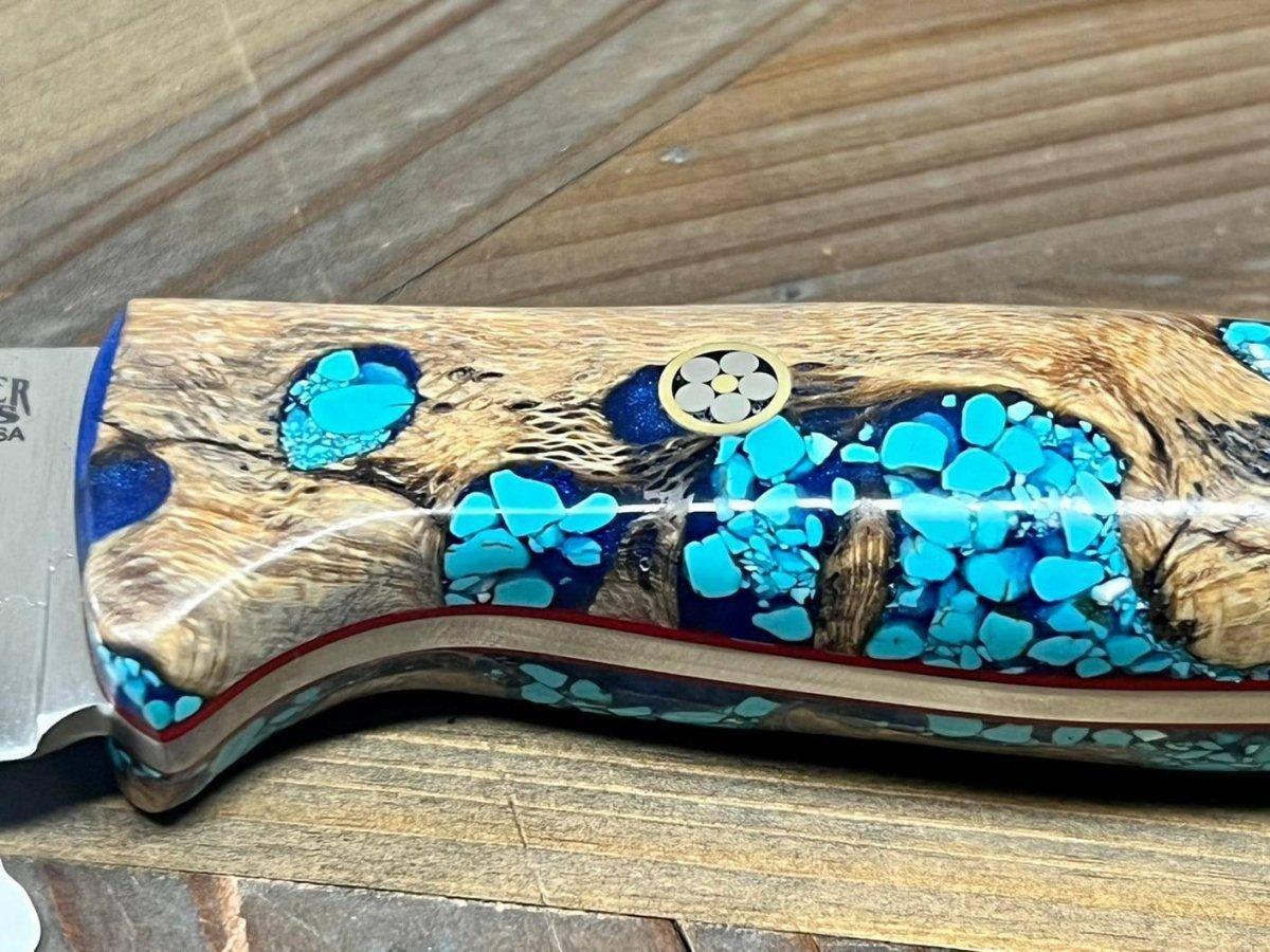 Bark River Fox River EXT-2 LT 3V Blue Cholla Cactus Turquoise Red Liners Mosaic Pins (USA) - NORTH RIVER OUTDOORS