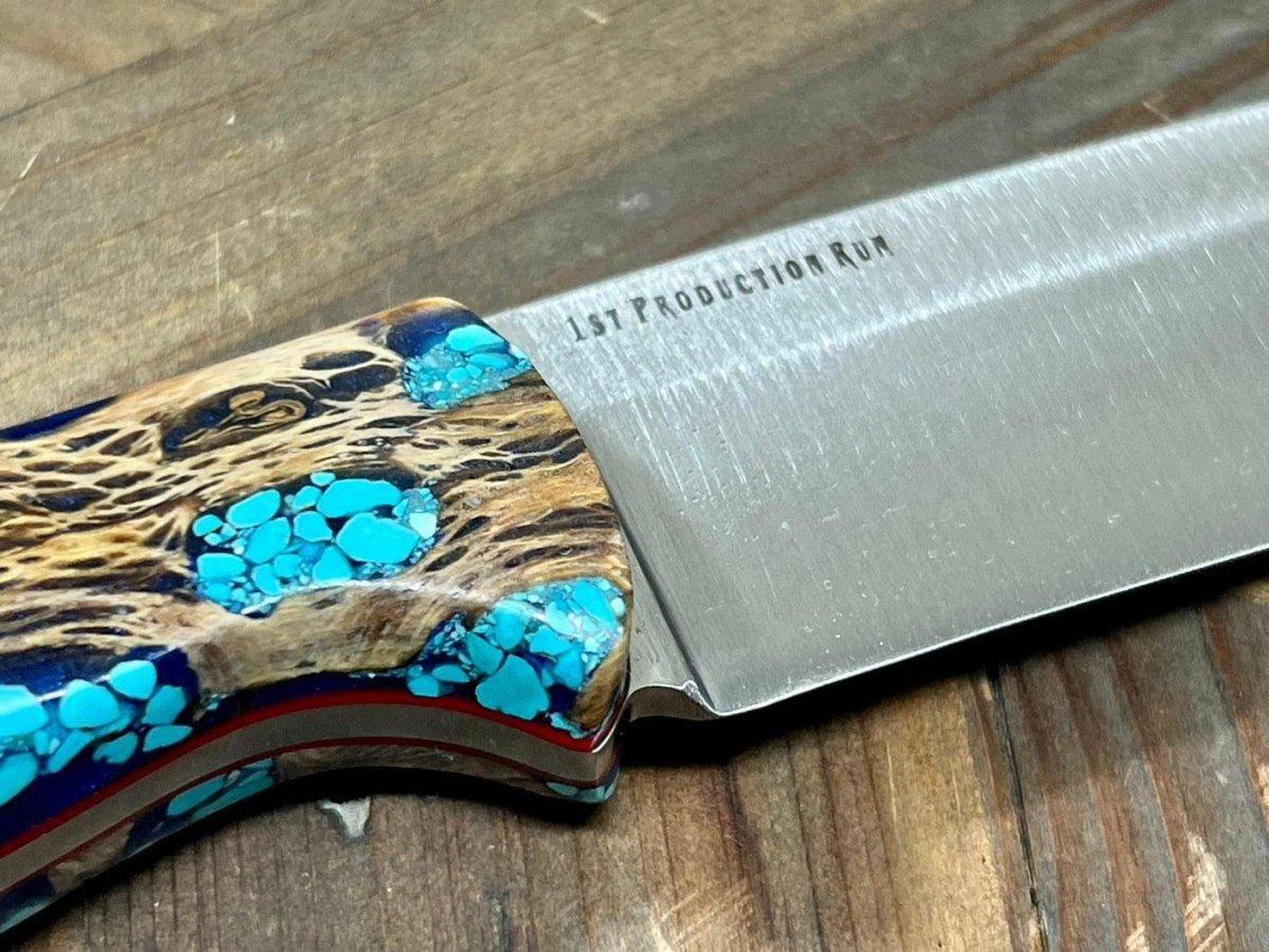 Bark River Fox River EXT-2 LT 3V Blue Cholla Cactus Turquoise Red Liners Mosaic Pins (USA) - NORTH RIVER OUTDOORS