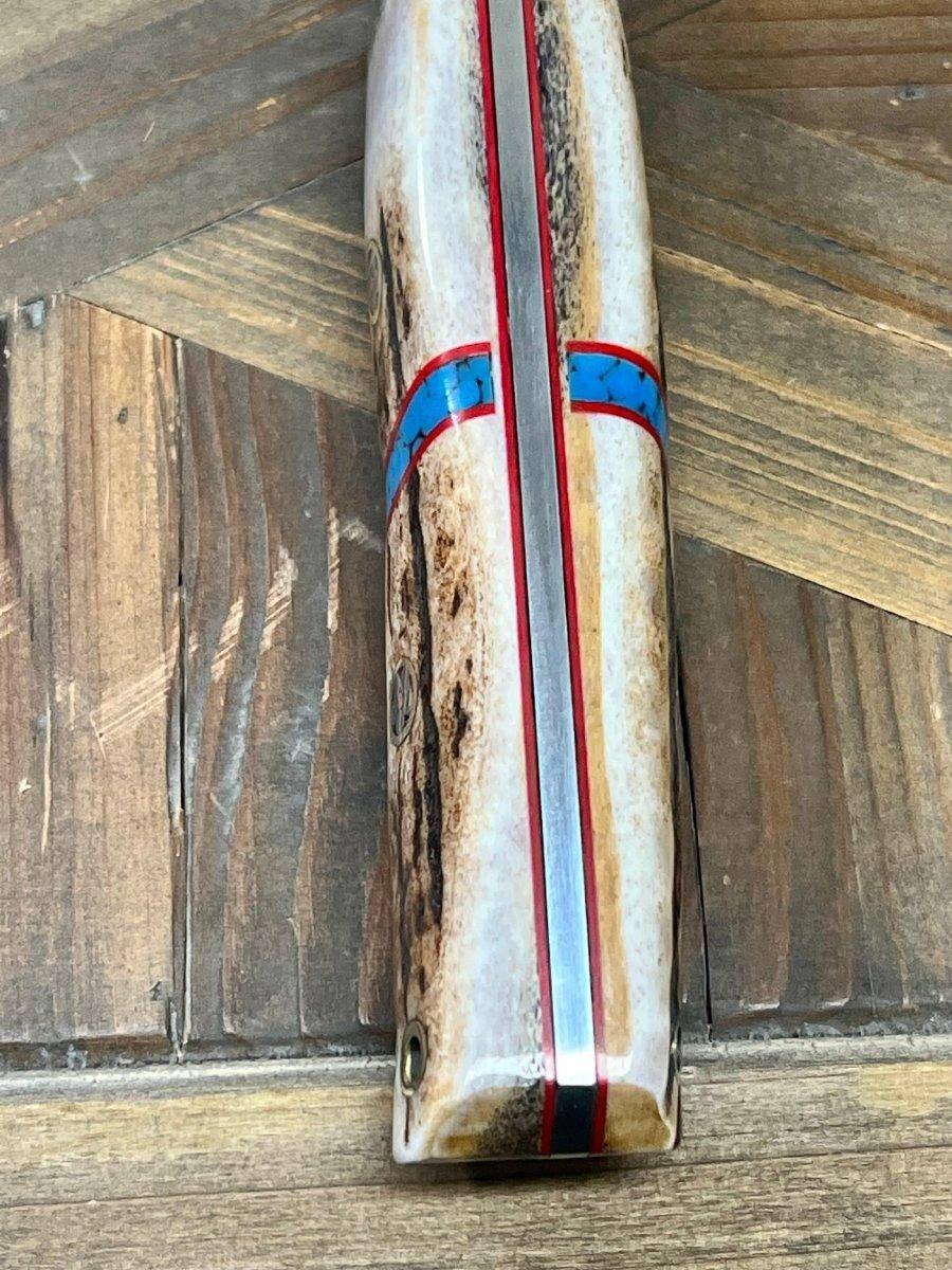 Bark River Fox River EXT-2 LT 3V Elk Turquoise Spacer Red Liners Mosaic Pins (USA) - NORTH RIVER OUTDOORS