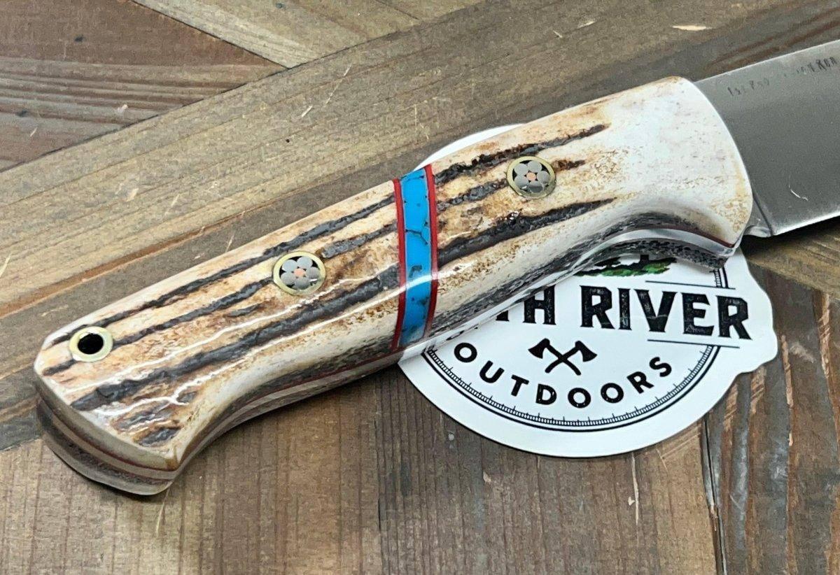 Bark River Fox River EXT-2 LT 3V Elk Turquoise Spacer Red Liners Mosaic Pins (USA) - NORTH RIVER OUTDOORS
