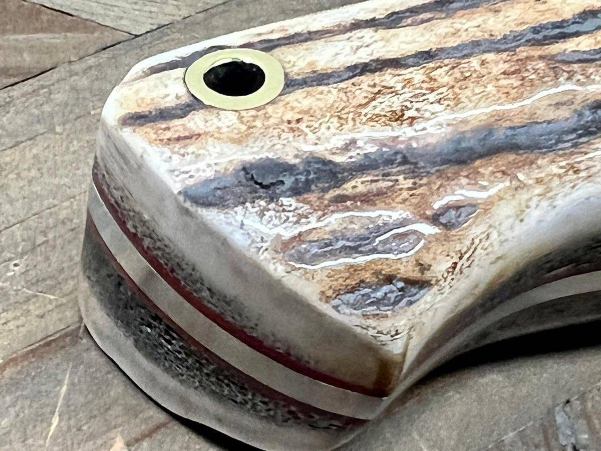 Bark River Fox River EXT-2 LT 3V Elk Turquoise Spacer Red Liners Mosaic Pins (USA) - NORTH RIVER OUTDOORS