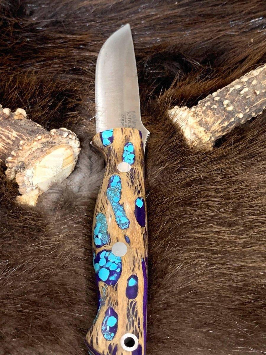 Bark River Gunny CPM 3V Knife w/ Blue Cholla Cactus - Turquoise - NORTH RIVER OUTDOORS