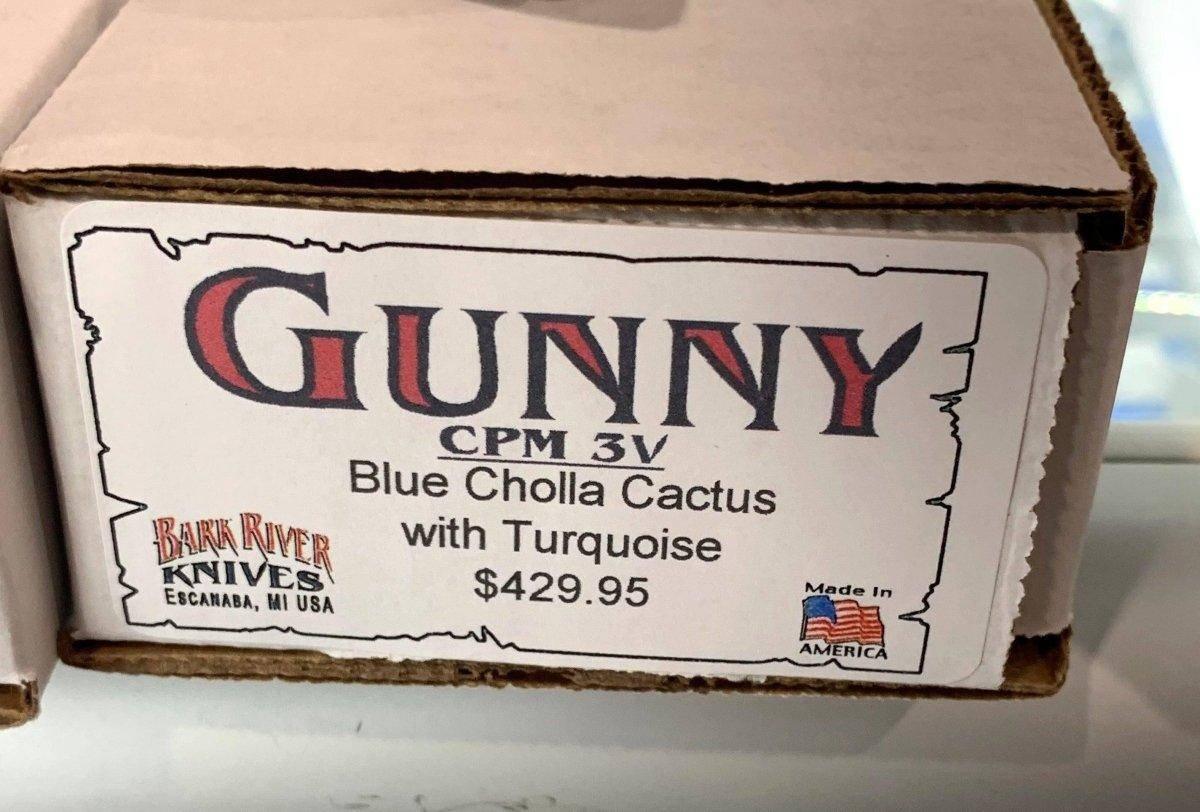 Bark River Gunny CPM 3V Knife w/ Blue Cholla Cactus - Turquoise - NORTH RIVER OUTDOORS