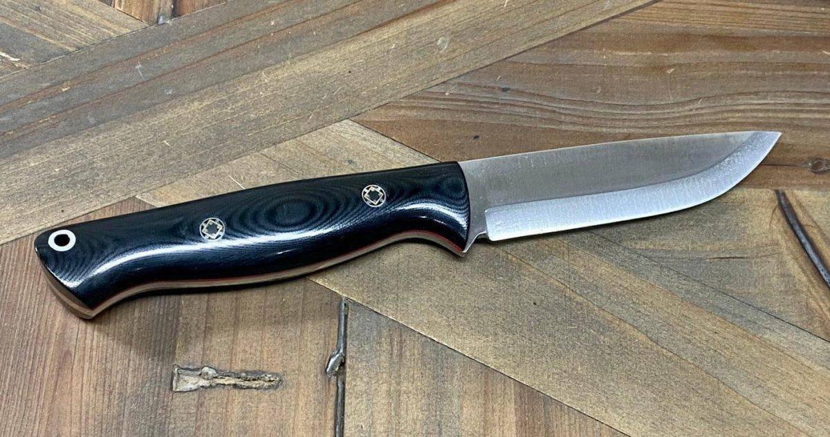 Bark River Gunny Scandi CPM 3V Black Linen Micarta, Red Liners, Mosaic Pins - NORTH RIVER OUTDOORS