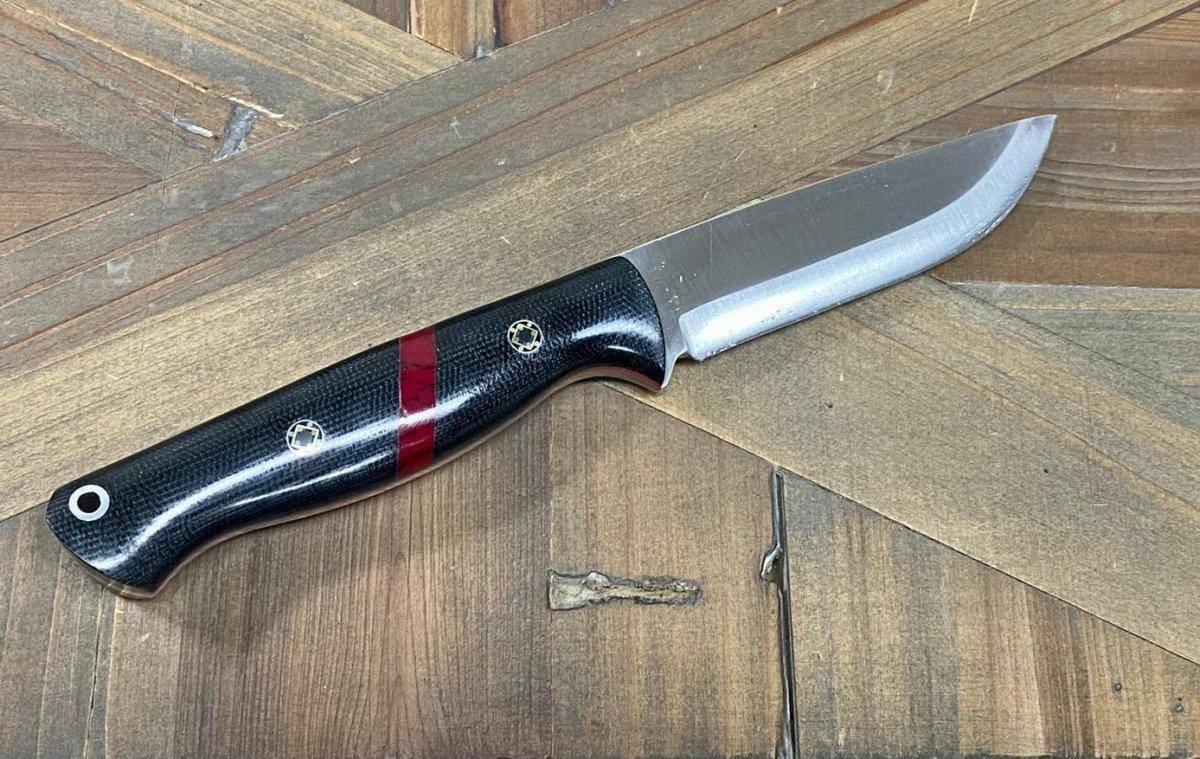Bark River Gunny Scandi CPM 3V Black Micarta, Bloody Basin Spacer, Red Liners, Mosaic Pins - NORTH RIVER OUTDOORS