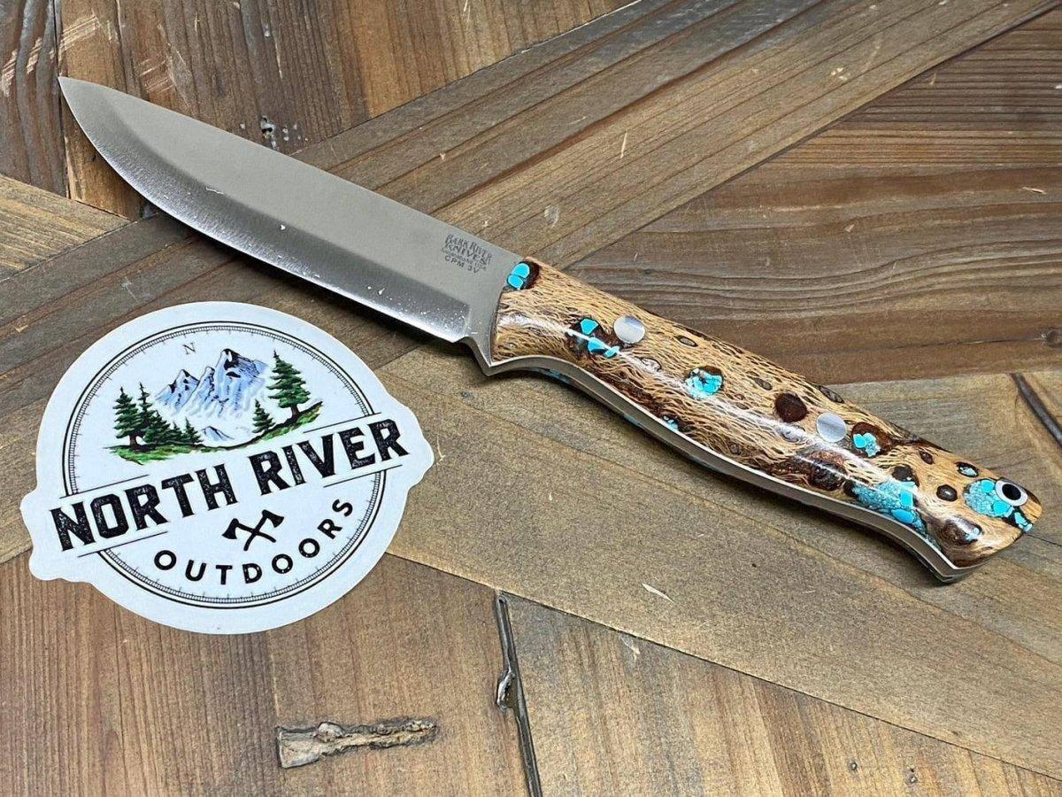 Bark River Gunny Scandi CPM 3V Cholla Cactus with Turquoise - White Liners - NORTH RIVER OUTDOORS