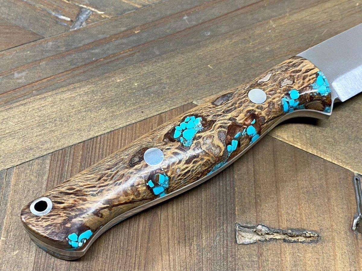 Bark River Gunny Scandi CPM 3V Cholla Cactus with Turquoise - White Liners - NORTH RIVER OUTDOORS