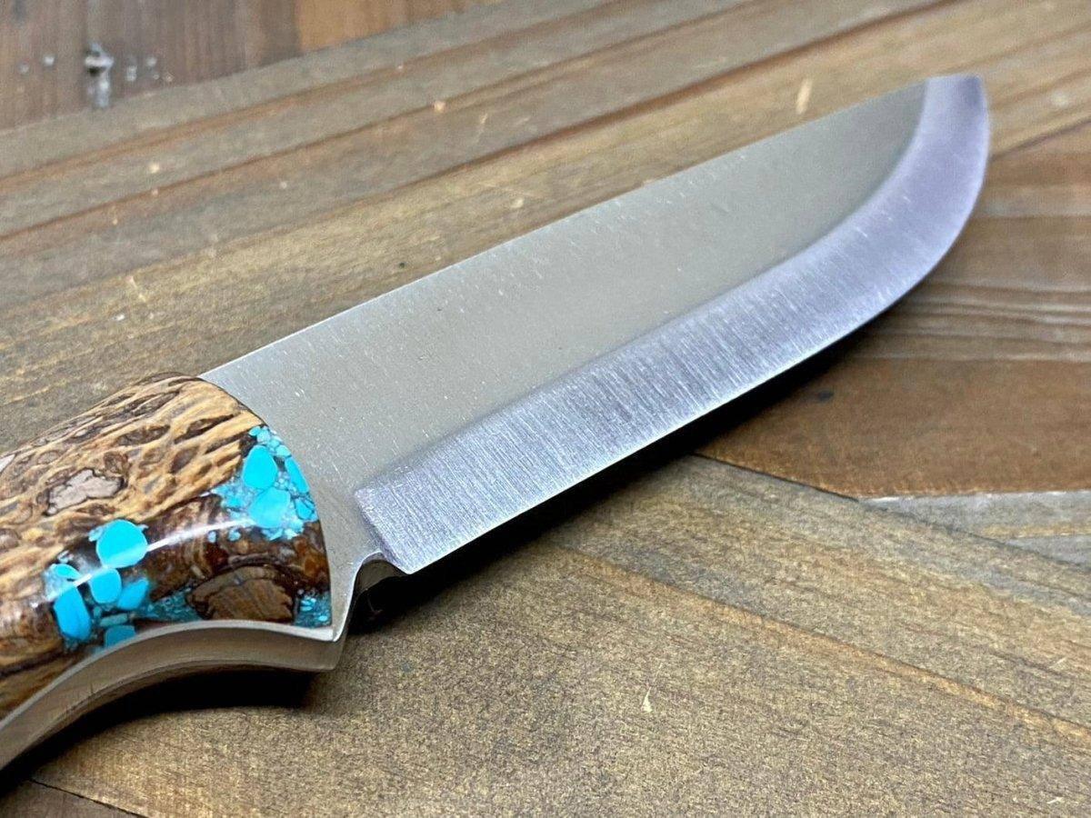 Bark River Gunny Scandi CPM 3V Cholla Cactus with Turquoise - White Liners - NORTH RIVER OUTDOORS