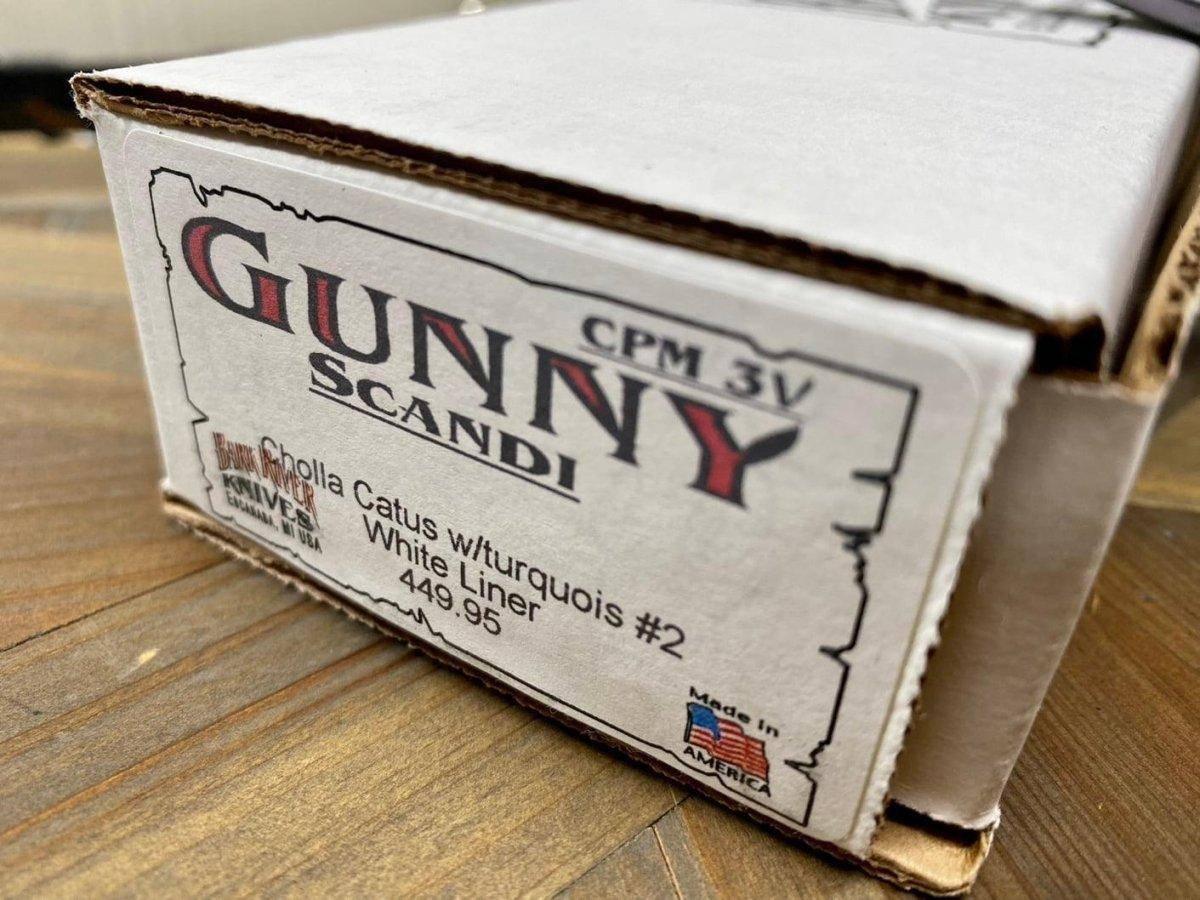 Bark River Gunny Scandi CPM 3V Cholla Cactus with Turquoise - White Liners - NORTH RIVER OUTDOORS